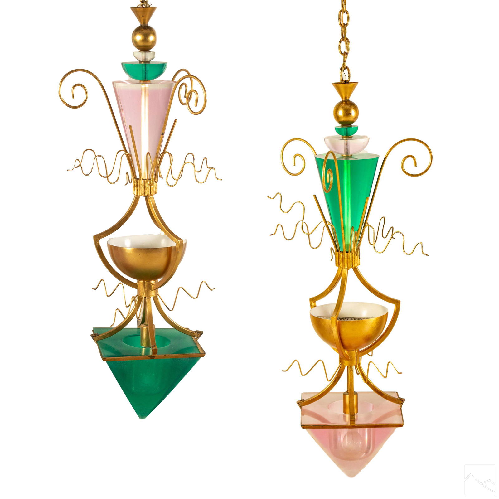 Van Teal Colored Lucite 42" Modern Chandelier PAIR (1 of 12)