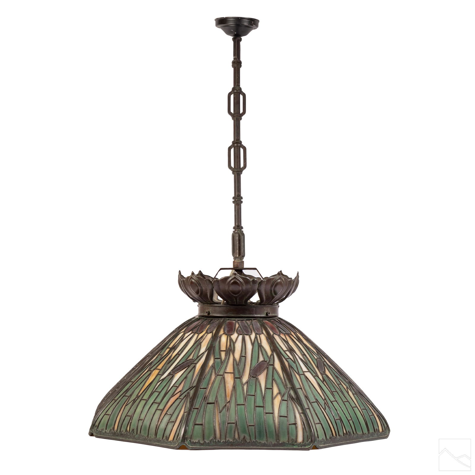 Handel Co. Art Nouveau Cattail Overlay Chandelier (1 of 8)