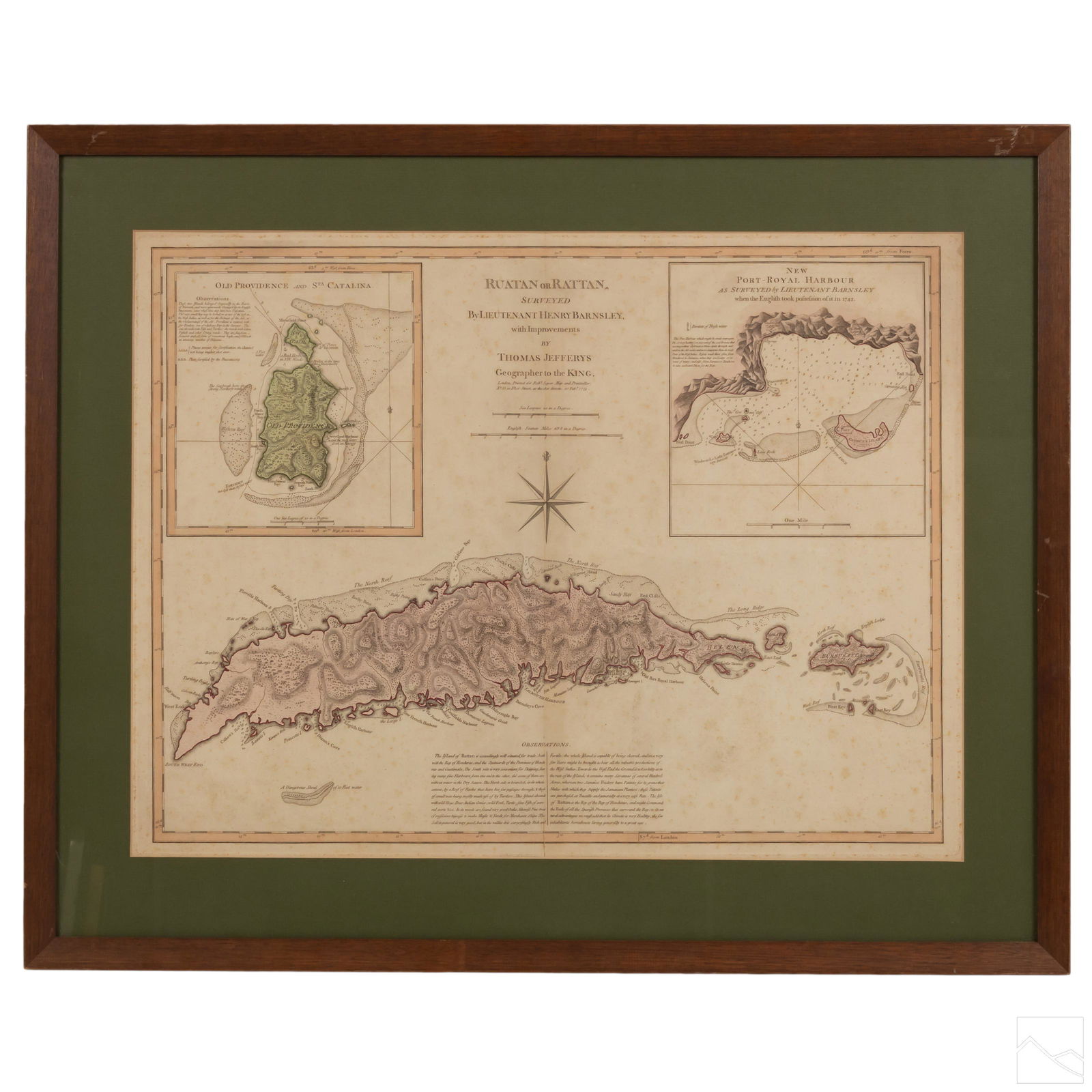 Thomas Jefferys Old Map of Ruatan Island Honduras (1 of 5)