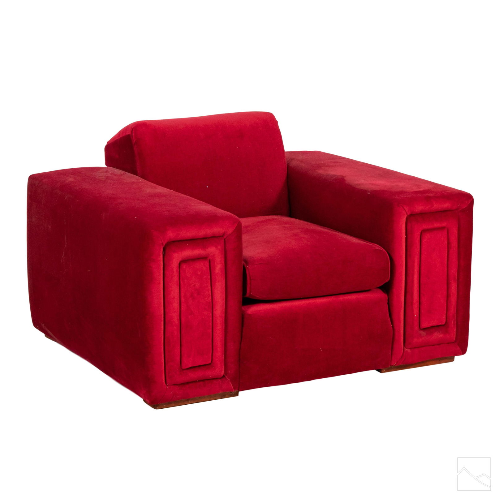 Art Deco Style Modern Plush Red Velvet Club Chair (1 of 8)