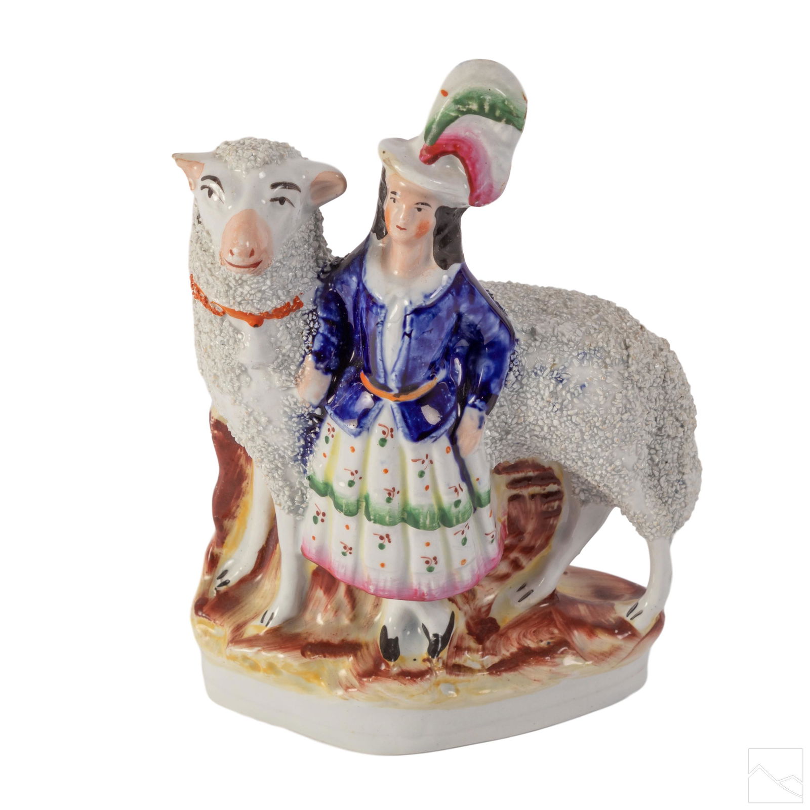 English Pottery Staffordshire Figure Lamb & Lassie (1 of 5)