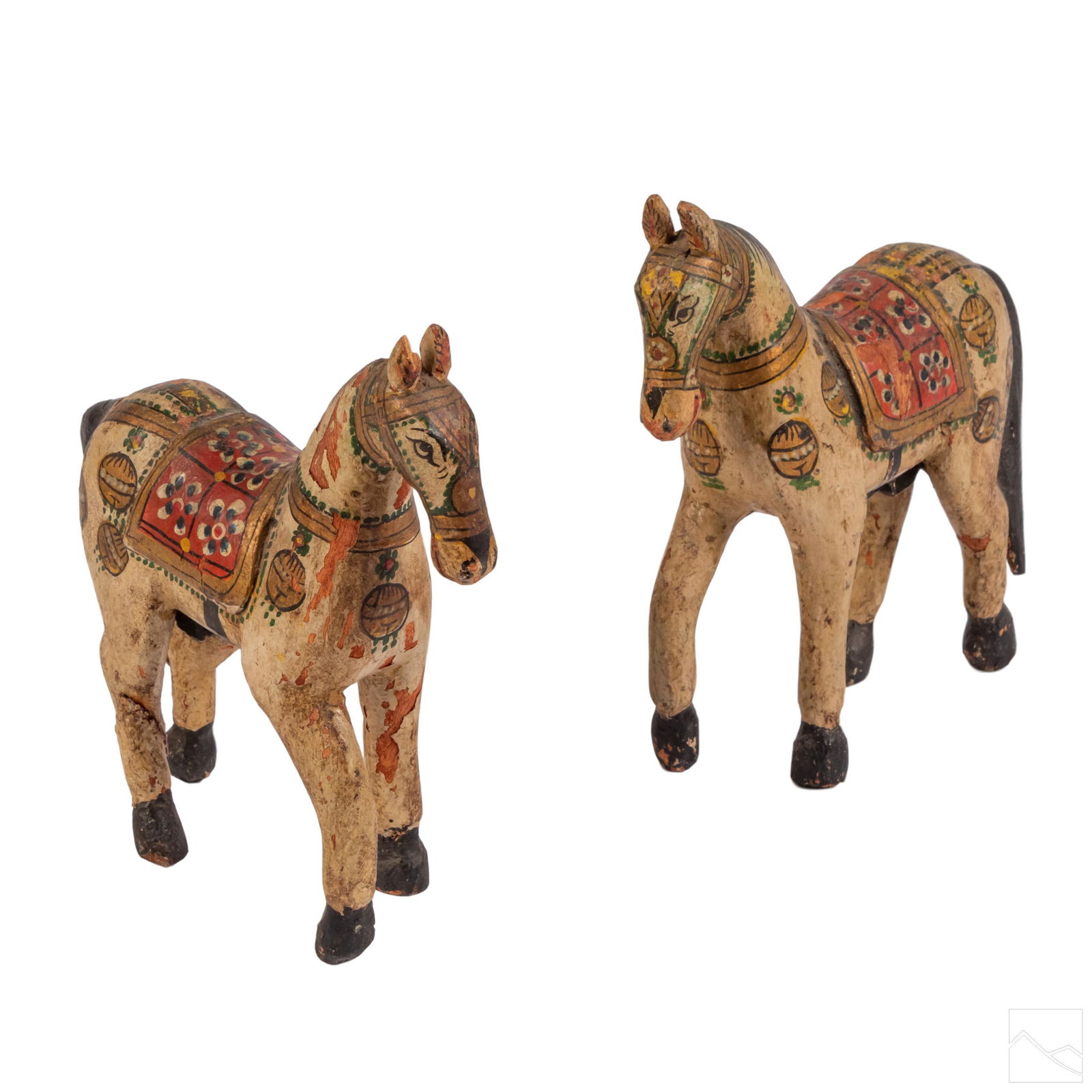Indo Persian Carved Wooden Horse Sculptures PAIR (1 of 5)