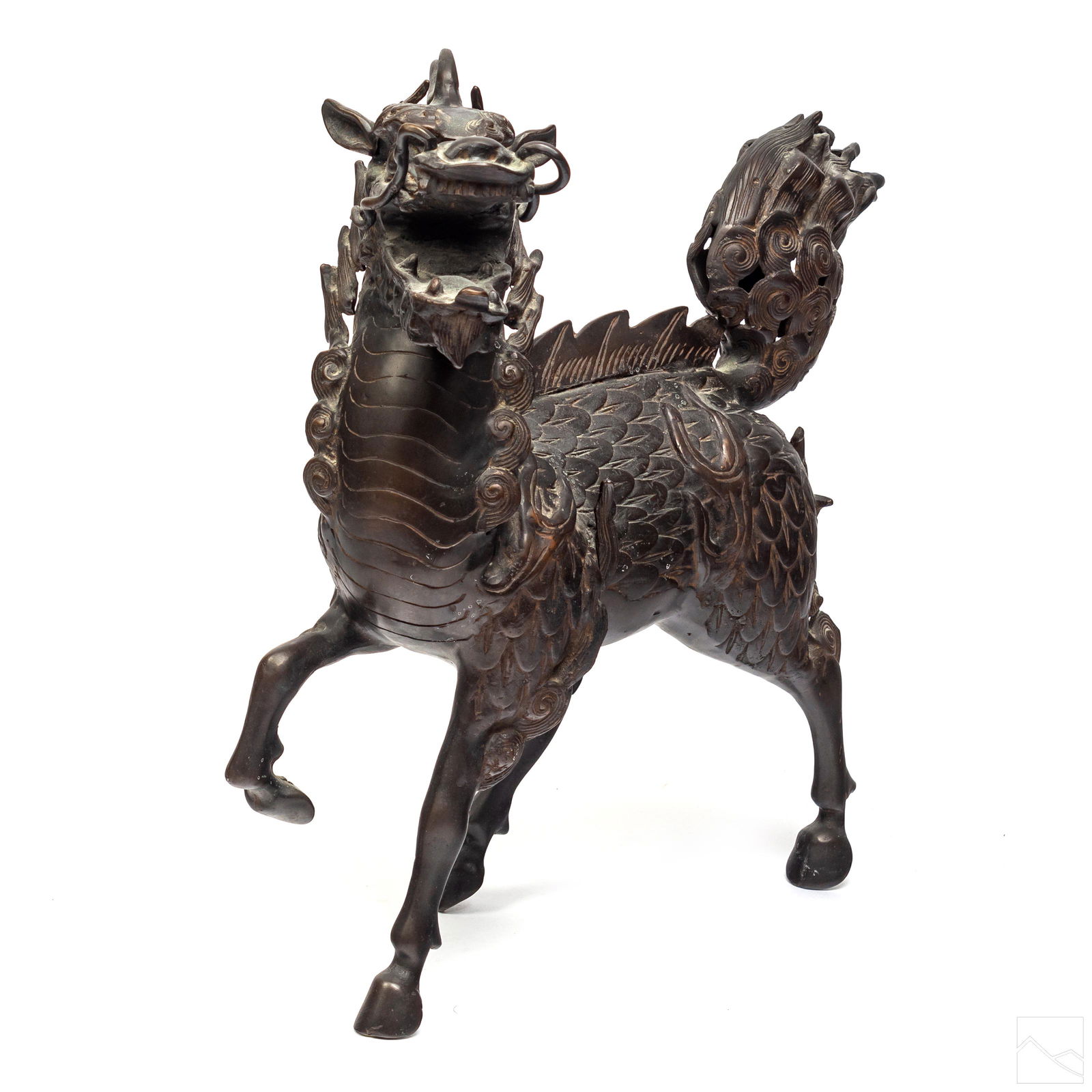 Chinese 19th C Bronze Guardian Lion Foo Dog Statue (1 of 6)