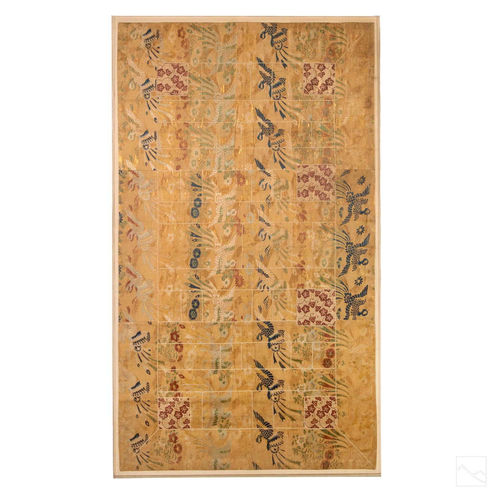Chinese Antique Embroidered 77" Silk Bird Tapestry (1 of 5)
