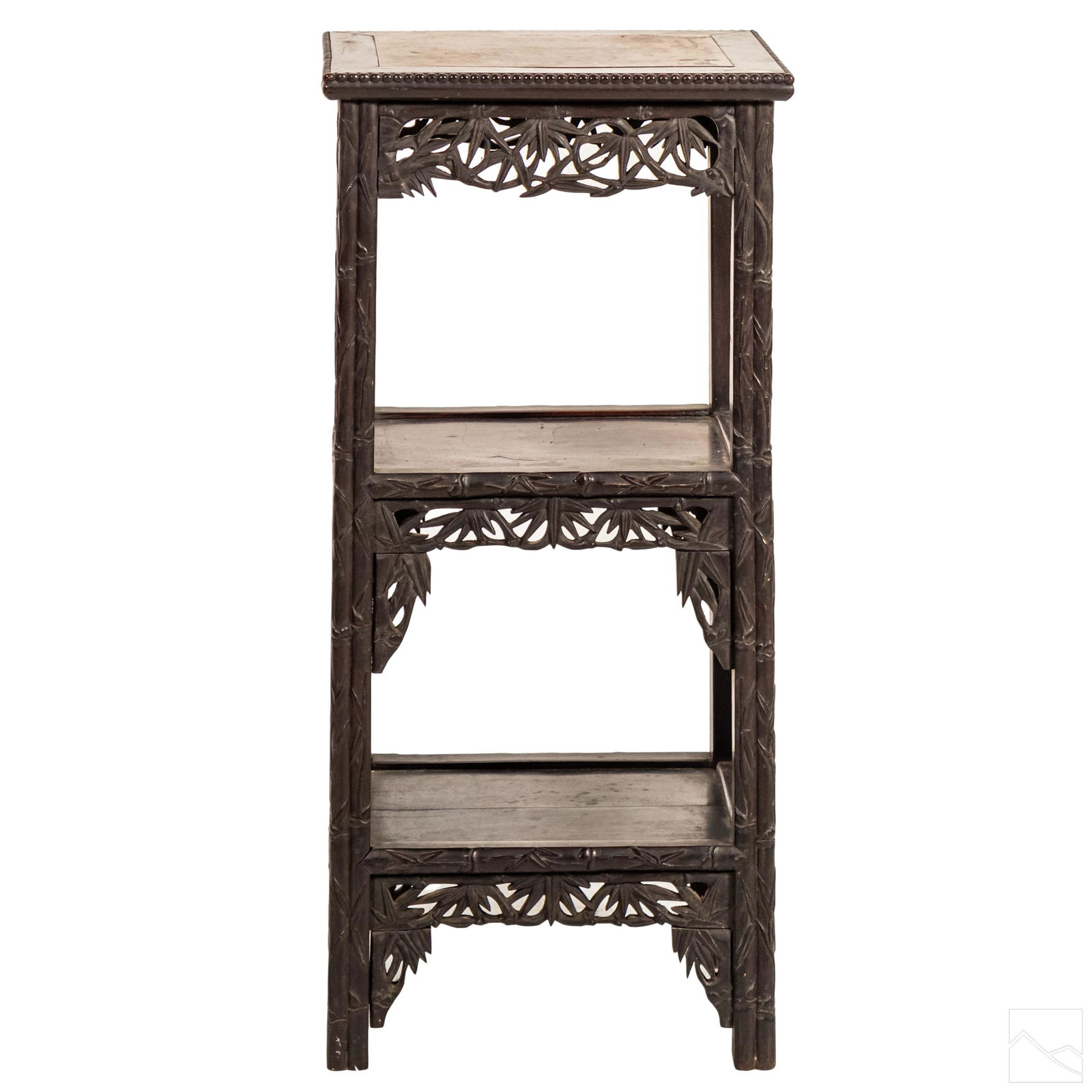 Chinese Carved Wood 3 Tier Shelf Pedestal Table (1 of 8)
