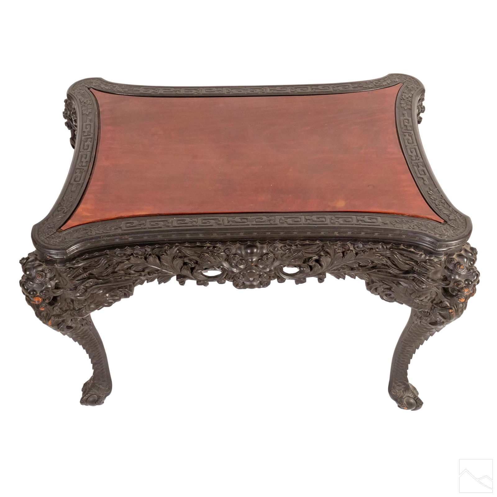 Chinese Large Ornate Carved Dark Wood Dragon Table (1 of 7)