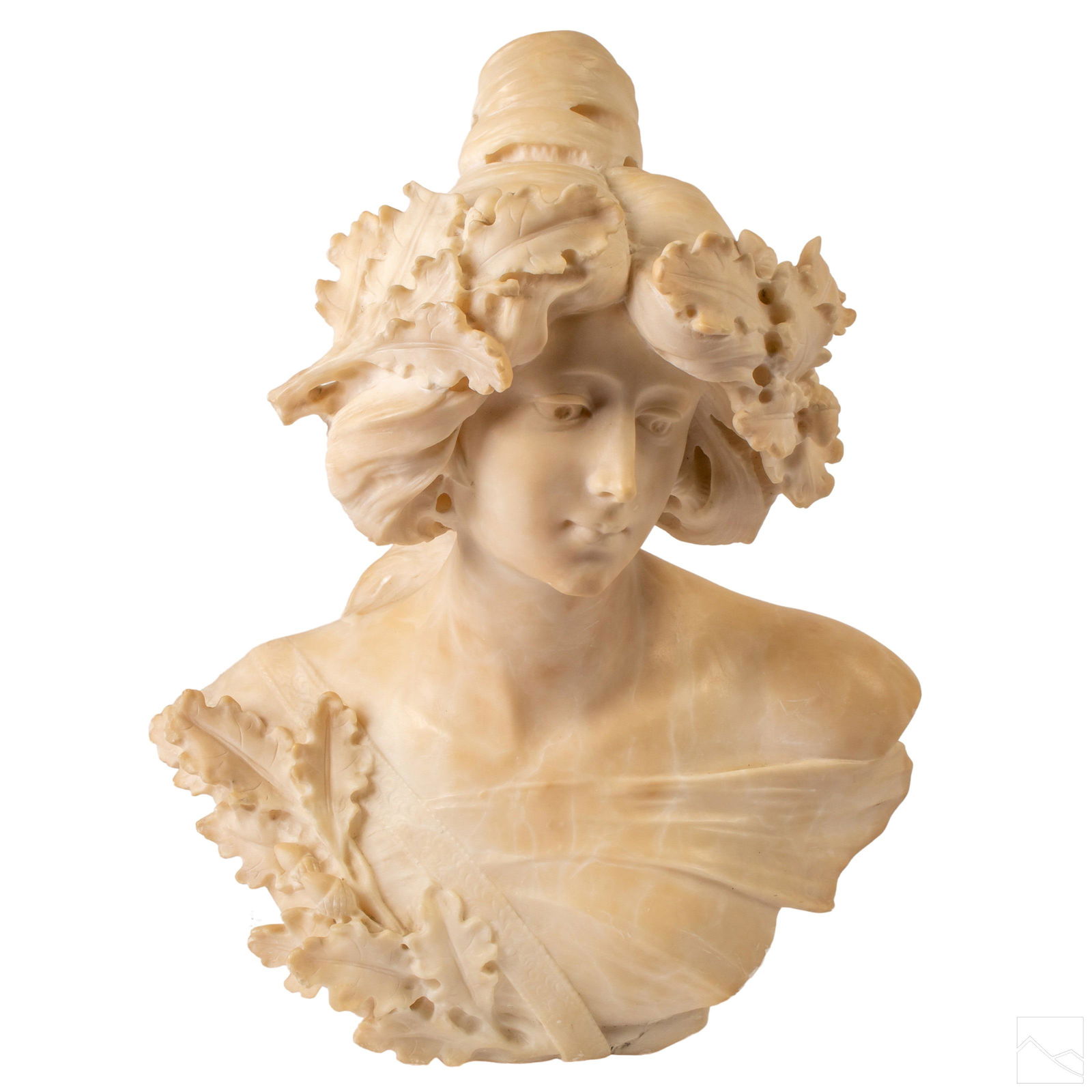 Art Nouveau Antique Italian Marble Young Girl Bust Art (1 of 4)