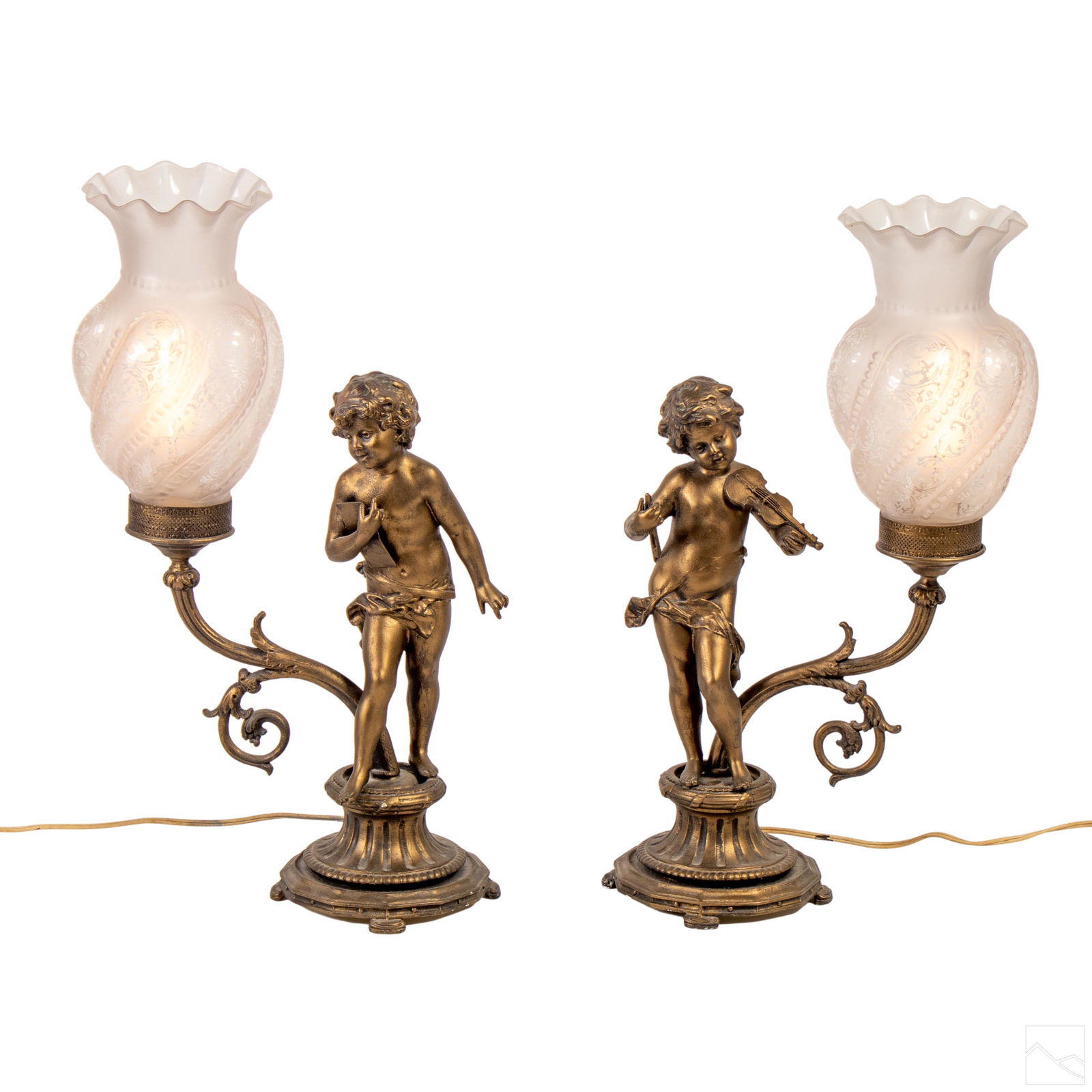 Art Nouveau Music Boudoir Lamps After Moreau PAIR (1 of 10)