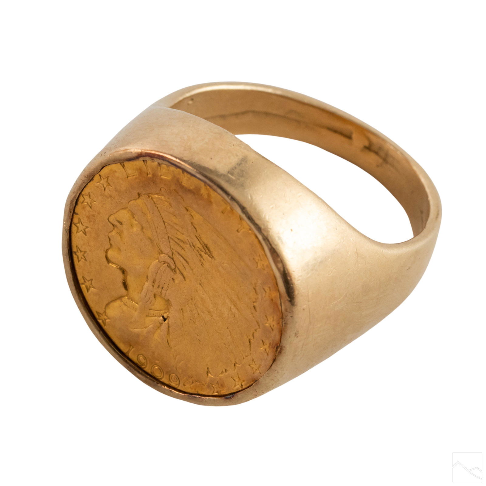14k Gold Indian Head Coin Ring Size 8 1/2 13.6 GR (1 of 6)