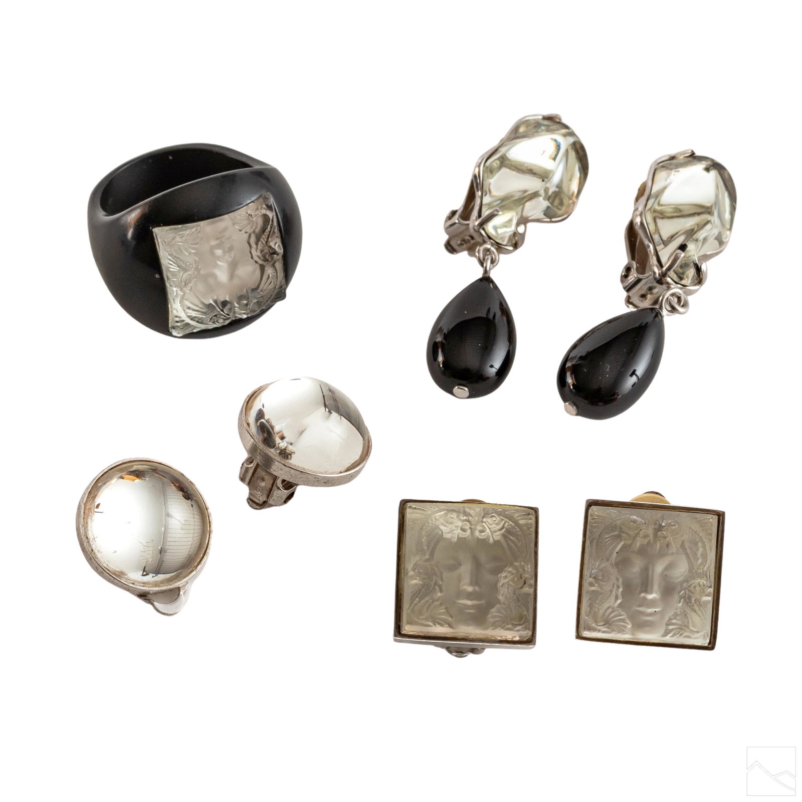 Lalique France Crystal Jewelry Ring & Earrings LOT (1 of 10)