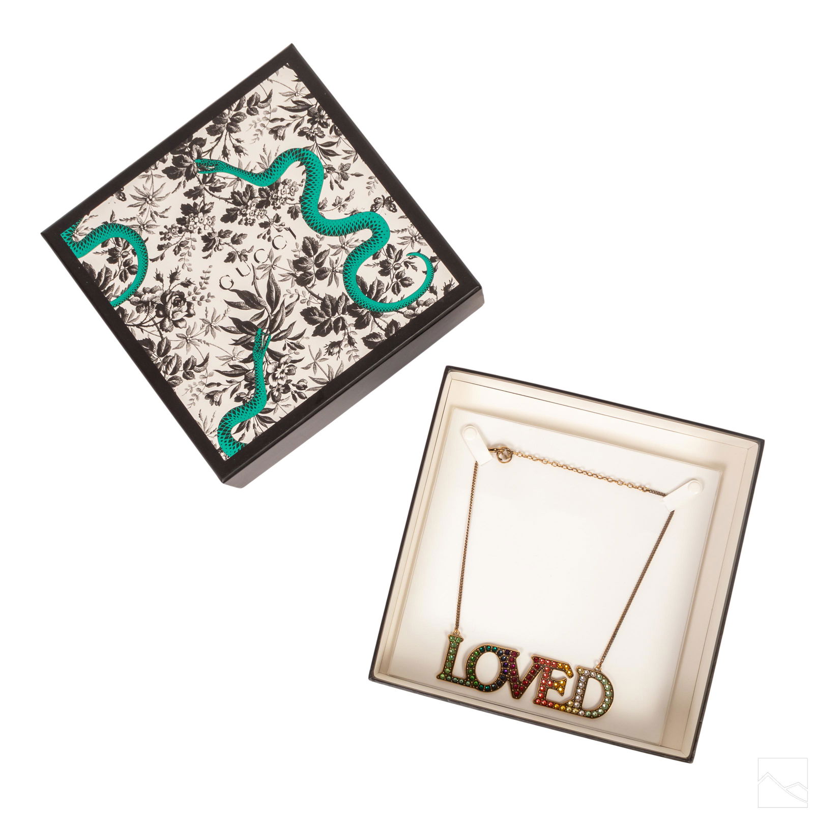 Gucci LOVED Crystal Rainbow Brass Finish Necklace (1 of 7)