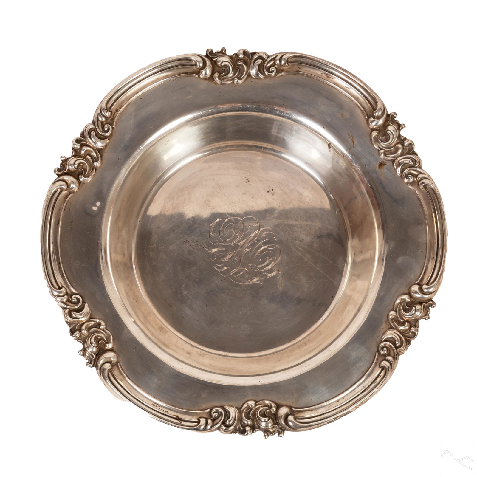 Early Sterling Silver Monogrammed Round Dish 455g (1 of 6)