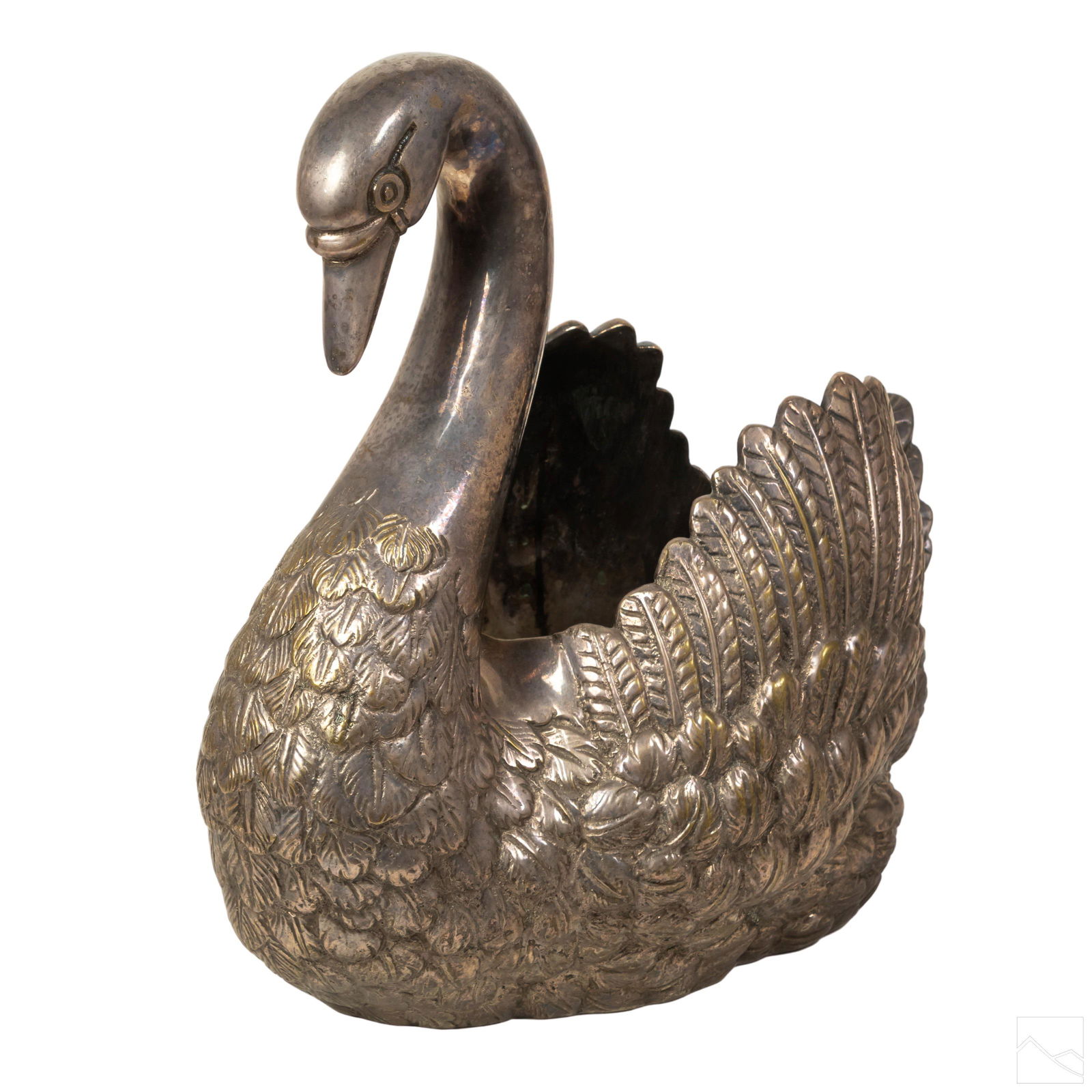 Hollywood Regency Silvered Bronze Swan Centerpiece (1 of 5)