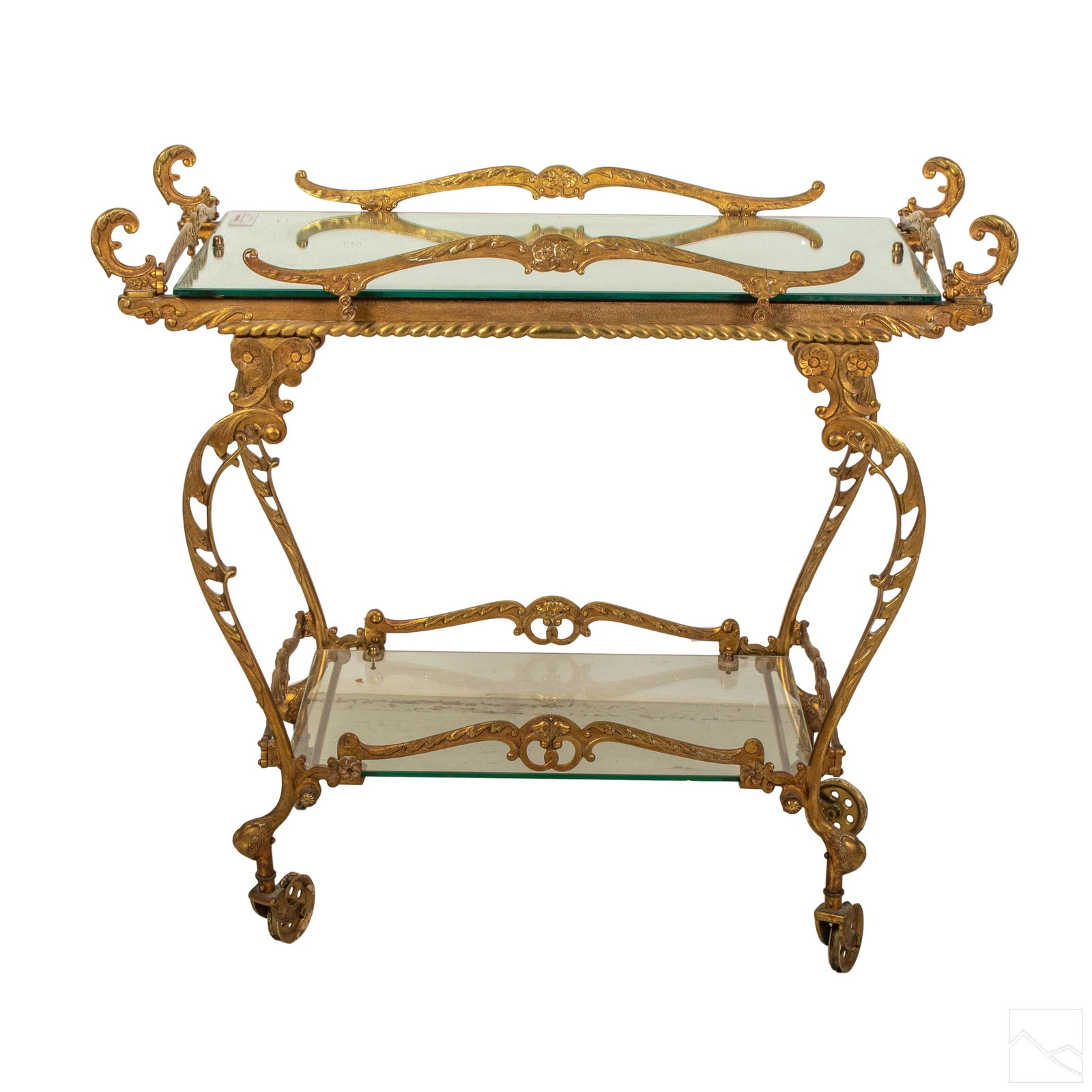 Italian Regency Vintage Glass and Brass Bar Cart (1 of 6)