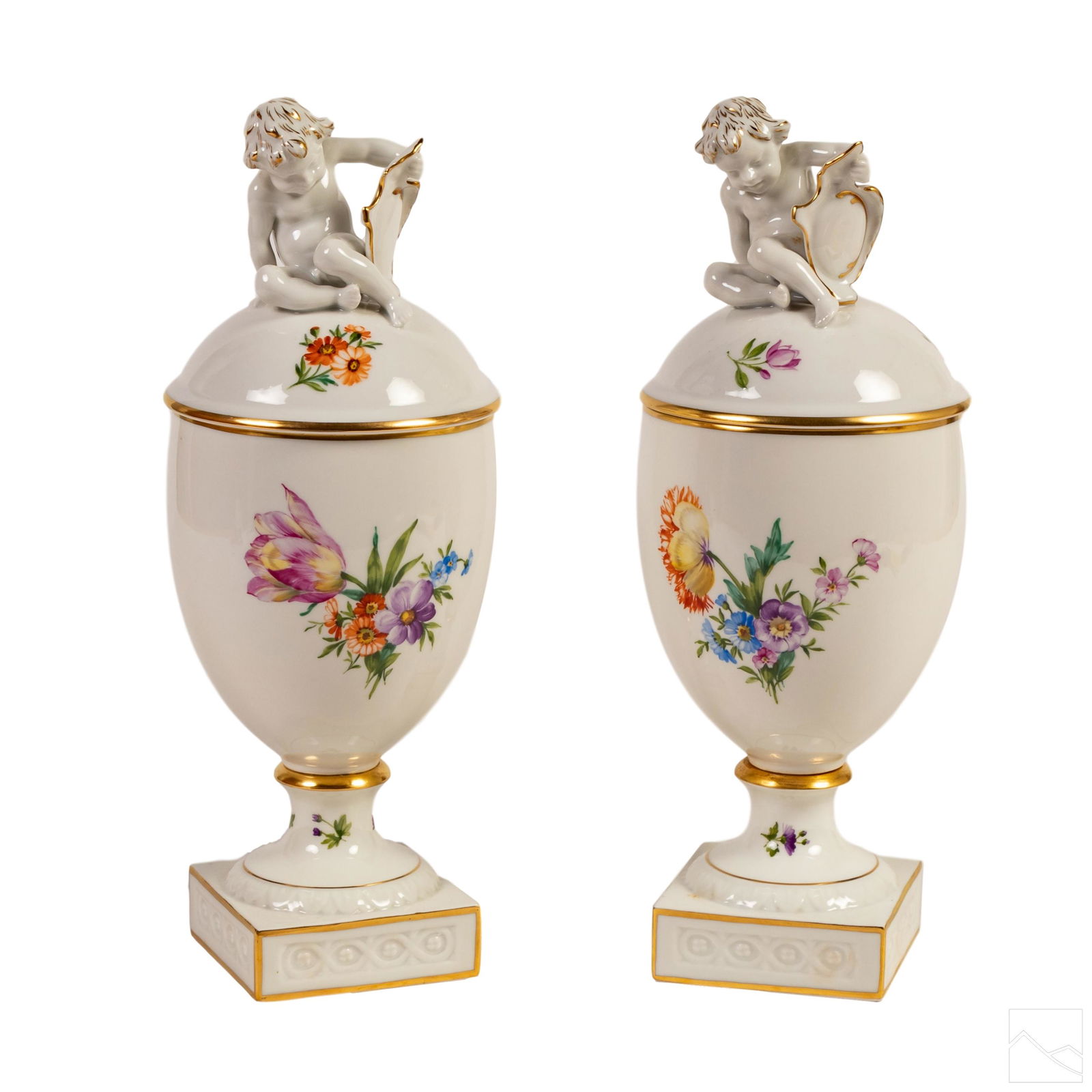 Royal Copenhagen 11" Figural Porcelain Urns PAIR (1 of 8)