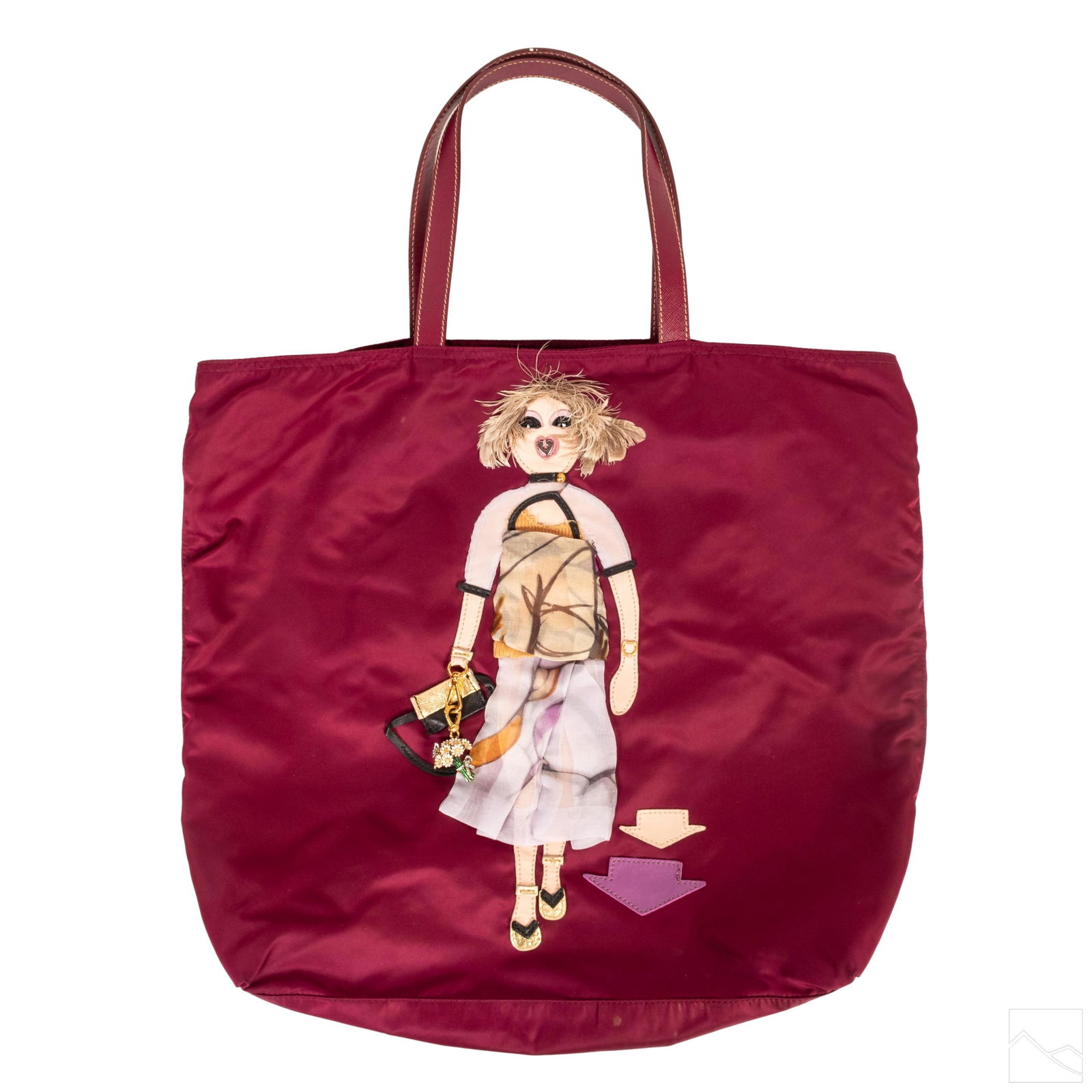 Prada Maroon Nylon Embellished Shoulder Bag Tote (1 of 6)