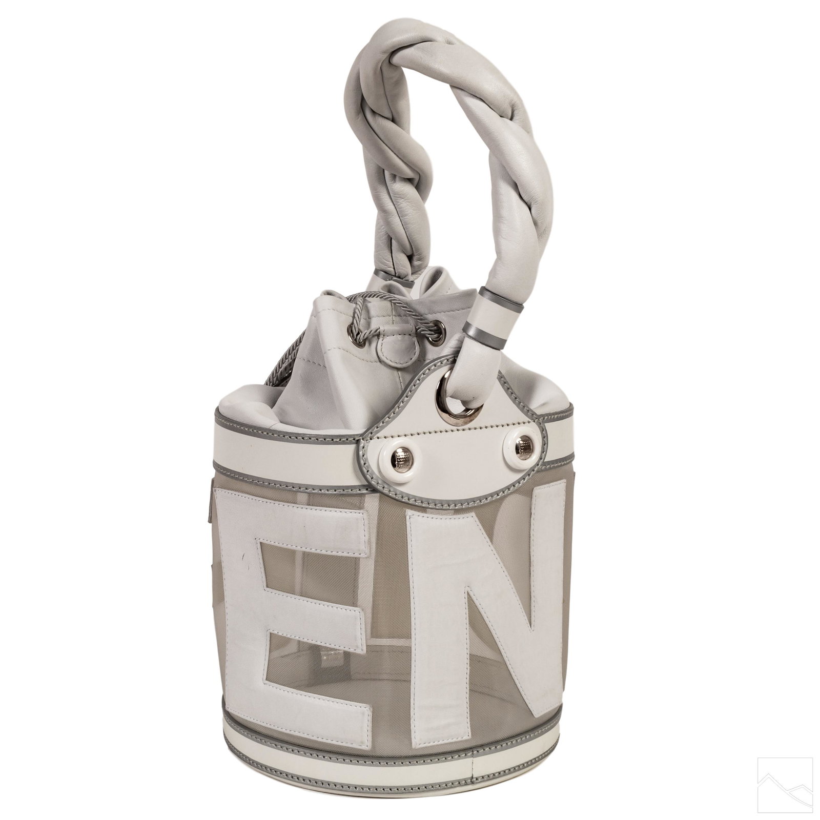 Fendi Italian White Leather and Mesh Bucket Purse (1 of 9)