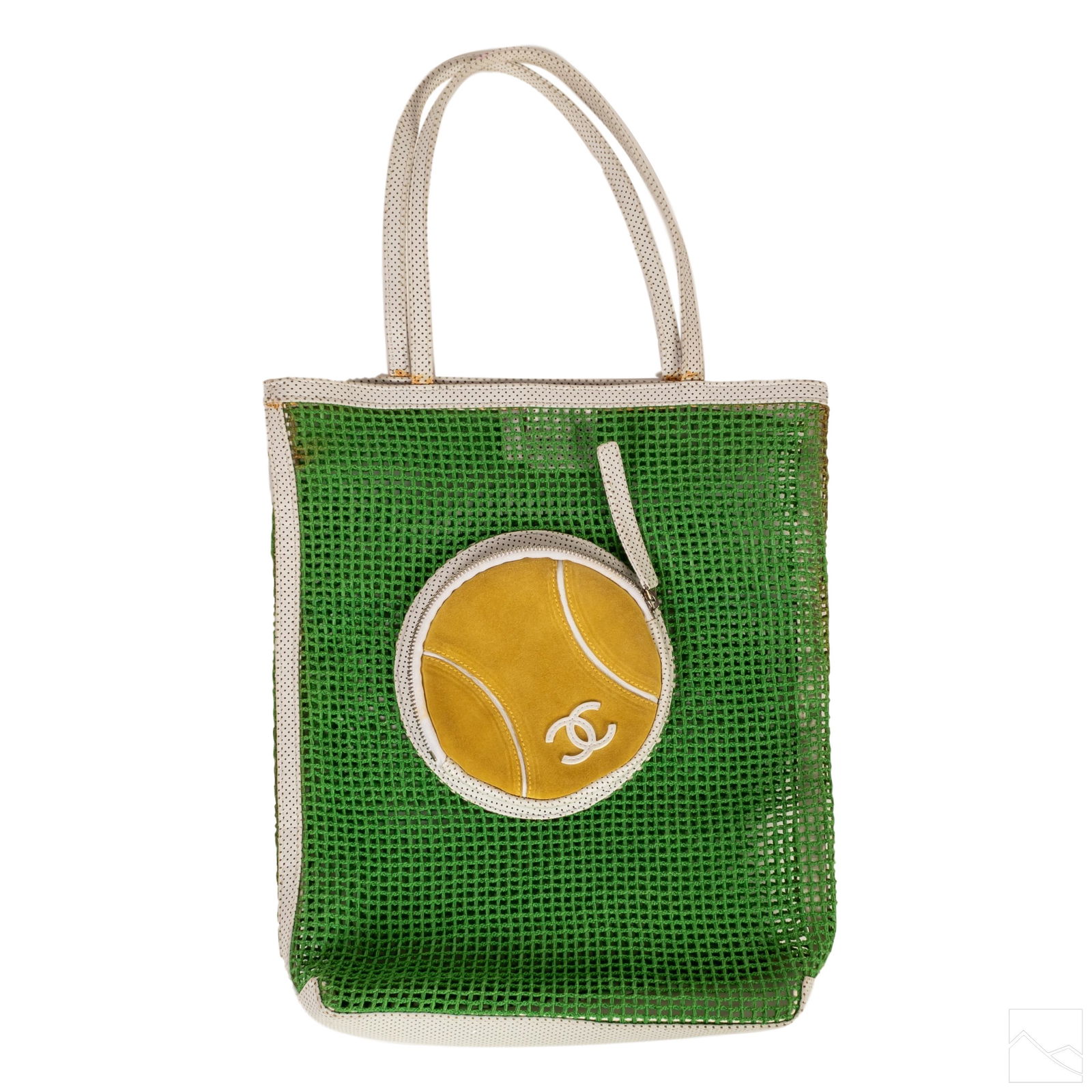 Chanel CC Mesh White Leather Tennis Ball Tote Bag (1 of 5)