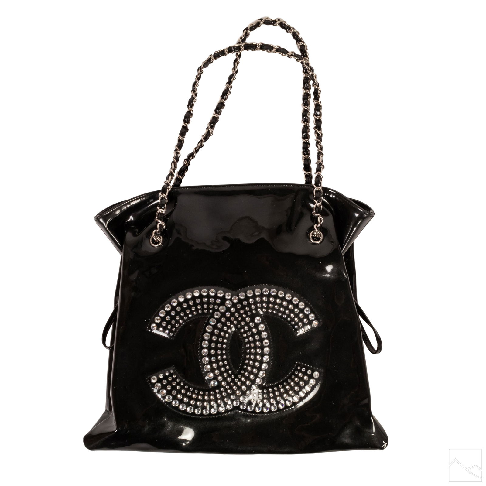 Chanel Black Patent Leather Crystal Shoulder Bag (1 of 7)