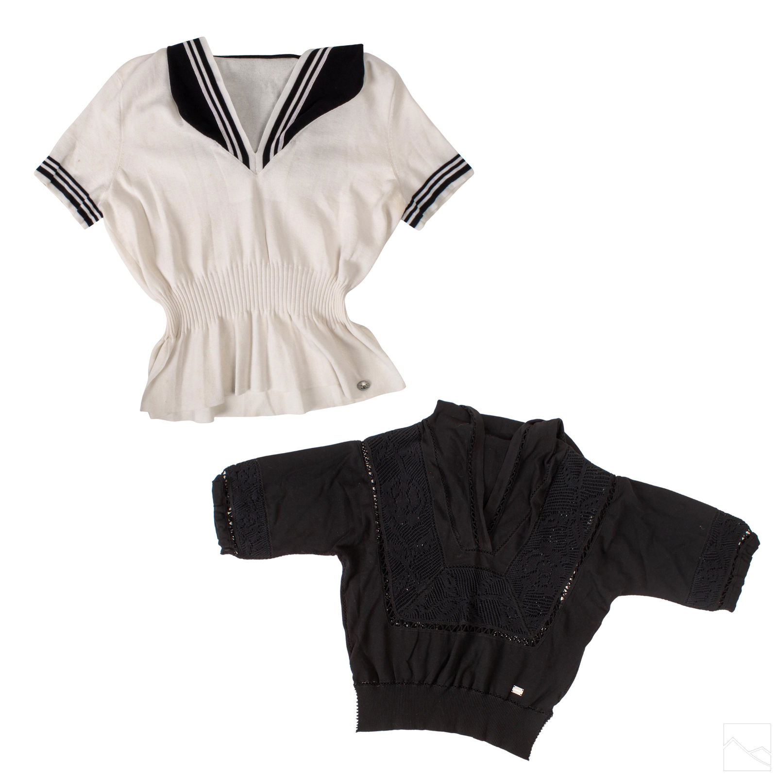 Chanel Short Sleeve Sailor Collar Knit Top M LOT (1 of 7)