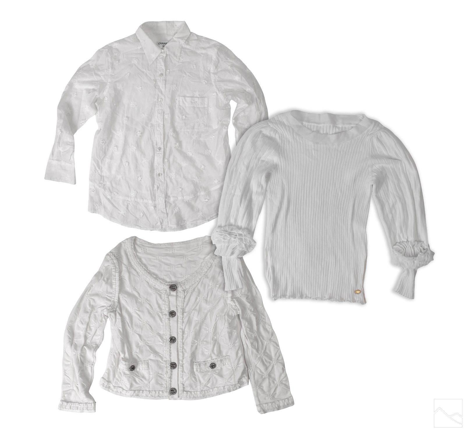 Chanel Couture White Long Sleeve Knit Tops M LOT (1 of 10)