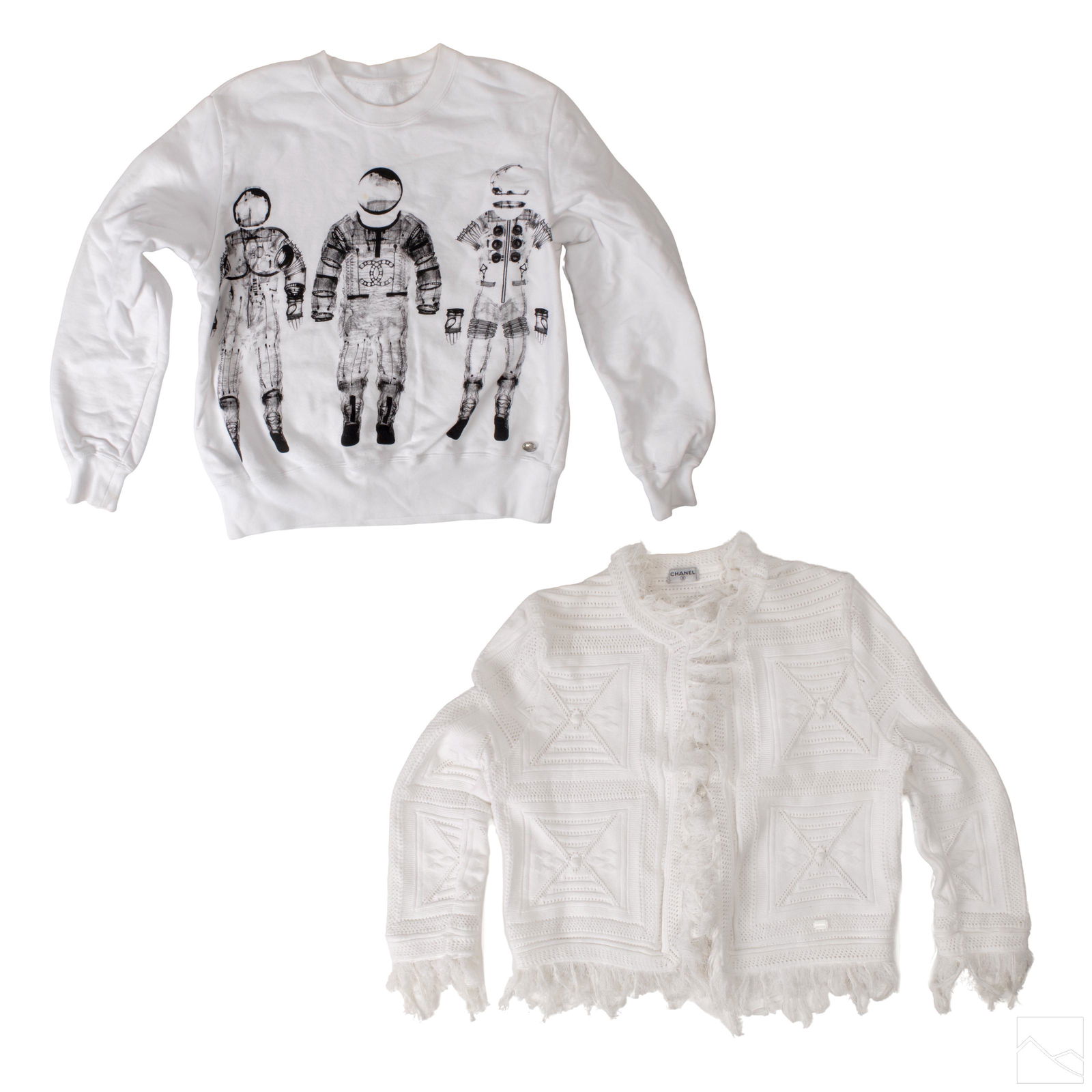 Chanel White Knit Top & Astronaut Sweatshirt LOT (1 of 9)