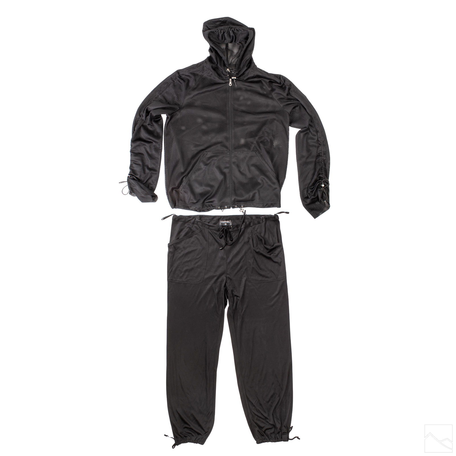 Chanel Sheer Black Mesh Hoodie & Pants Tracksuit L (1 of 9)