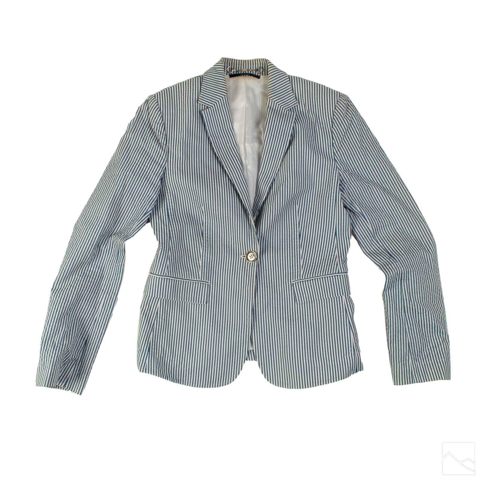 Gucci Blue White Striped Womens Blazer Jacket SM (1 of 6)