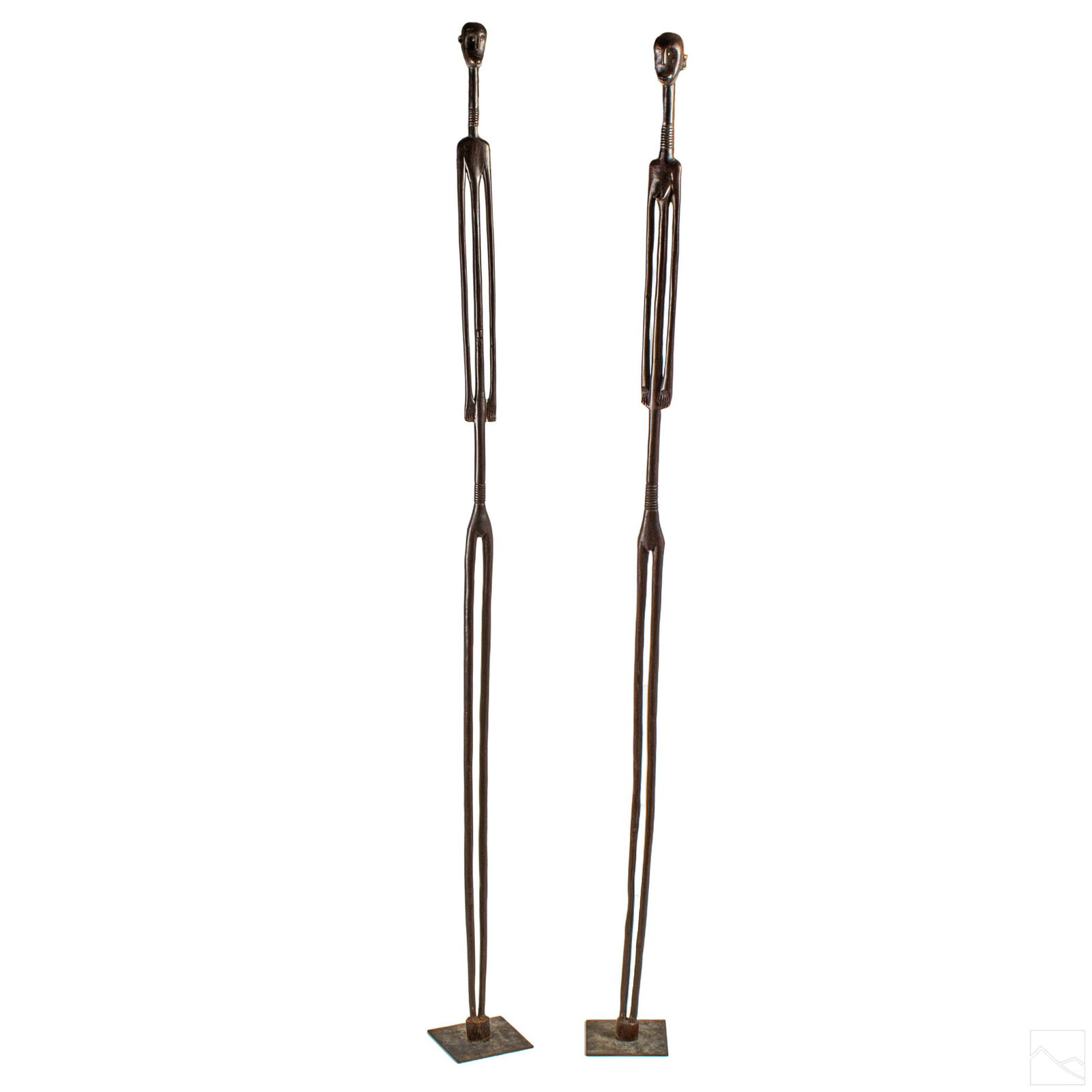 African LARGE Wooden Male & Female Sculptures PAIR (1 of 5)