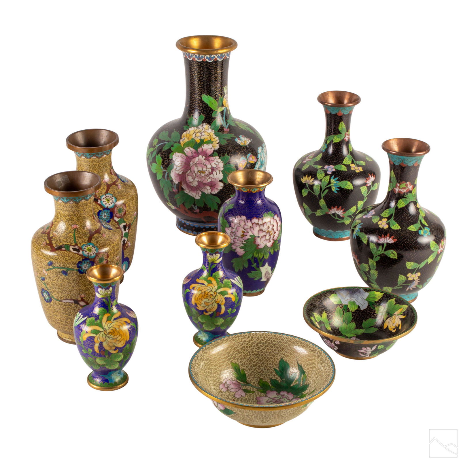 Chinese Cloisonne Enamel Vases & Bowls ESTATE LOT (1 of 13)