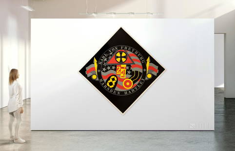 Robert Indiana Hartley Elegies KvF VII Serigraph: Robert Indiana (American, 1928-2018). Limited Edition serigraph on Saunders watercolor paper. Features the work titled, "The Hartley Elegies: The Berlin Series - KvF VII." A fusion of military and