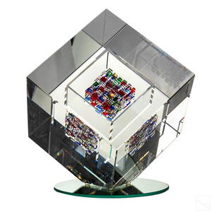 Jon Kuhn (b.1949) Modern Art Glass Cube Sculpture