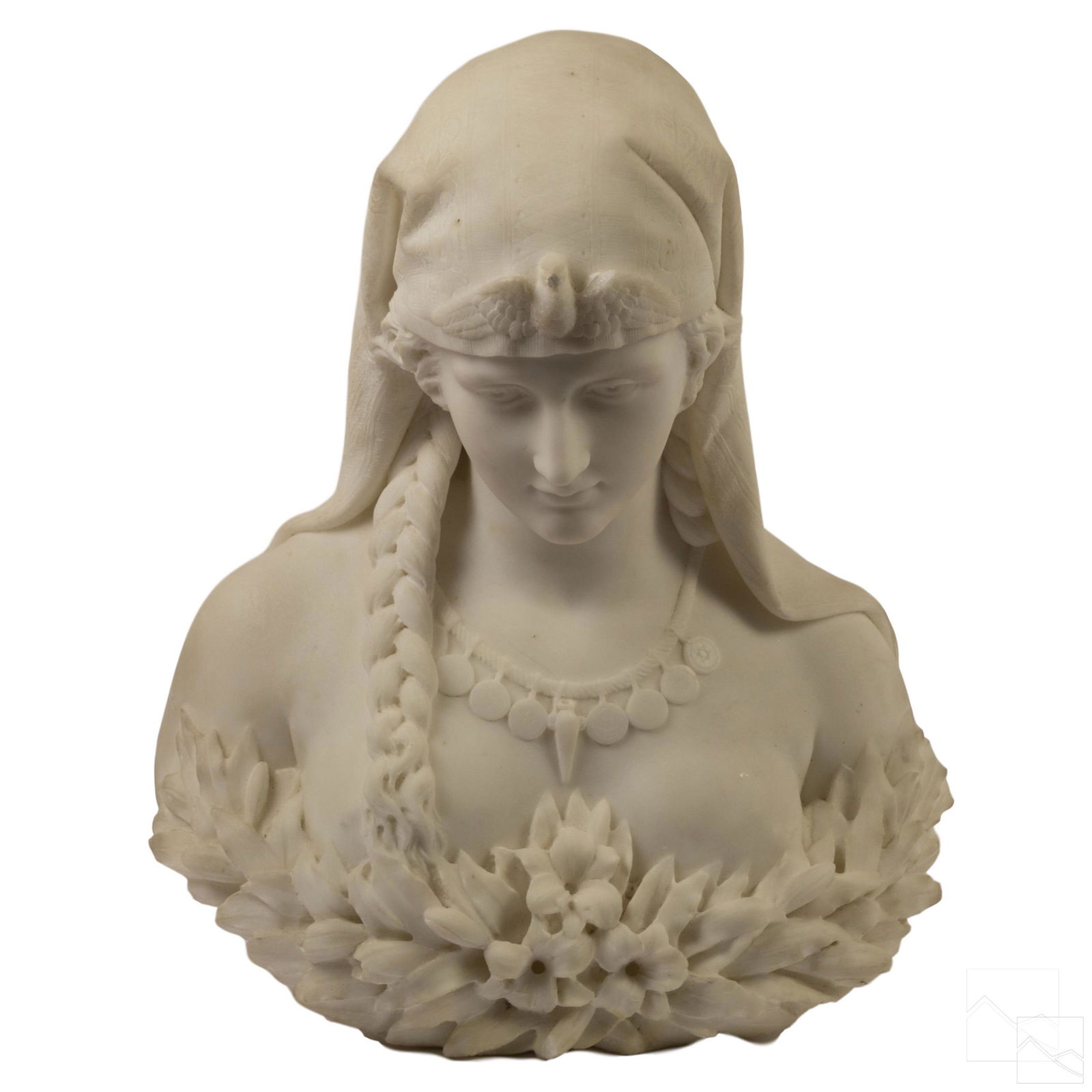 Cesare Lapini (Italian 1848-1893) Marble Lady Bust (1 of 7)