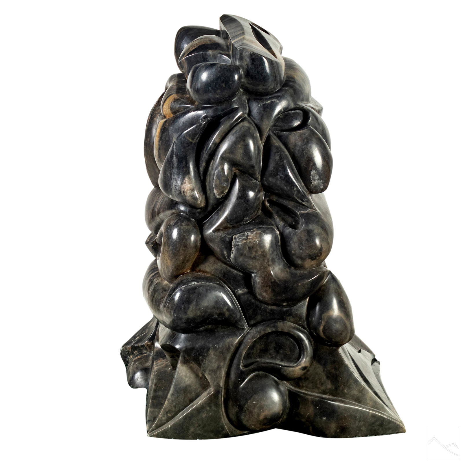 Black Mid Century Modern Marble Abstract Sculpture (1 of 5)