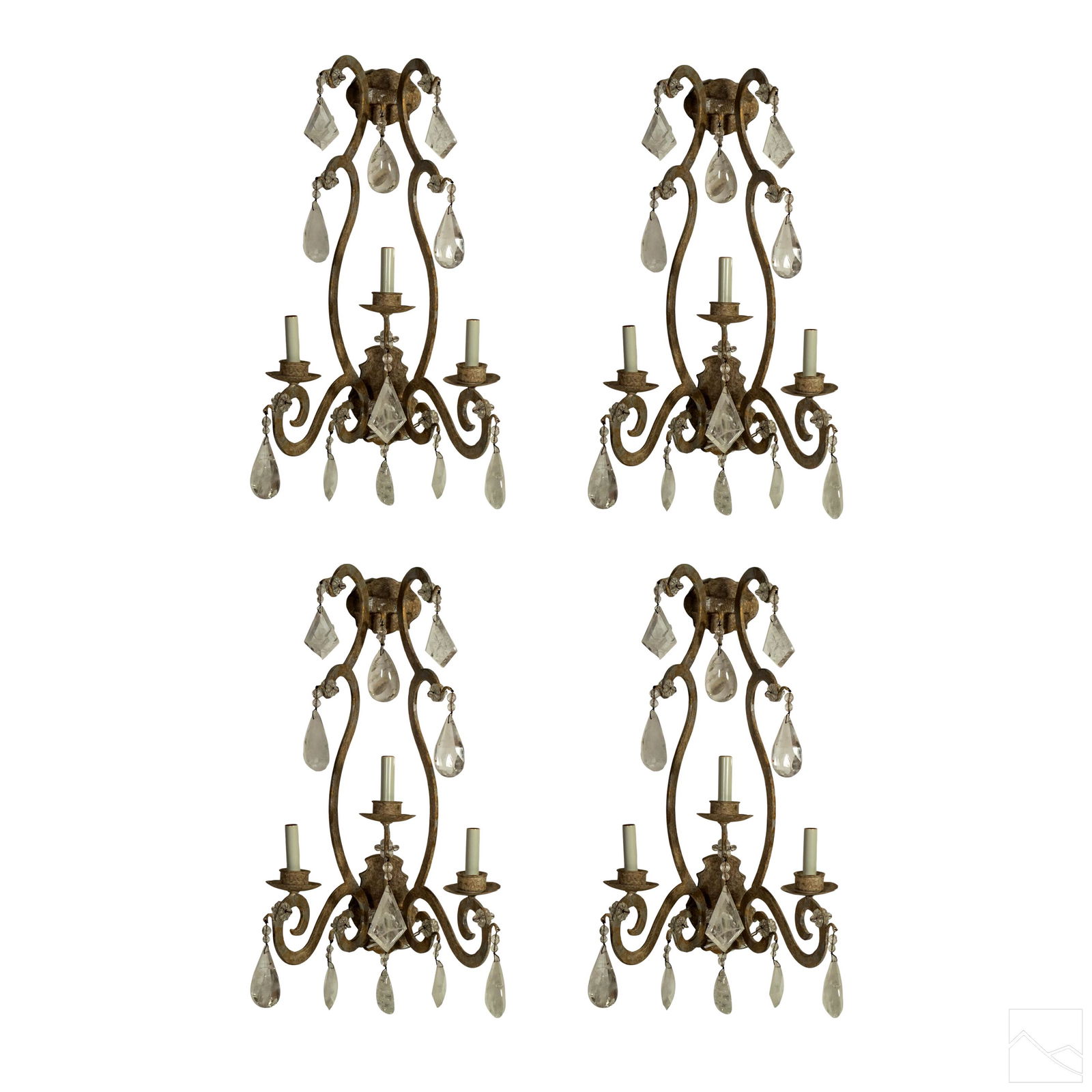 Tuscan Style Rock Crystal Gilt Wall Light Sconces (1 of 5)