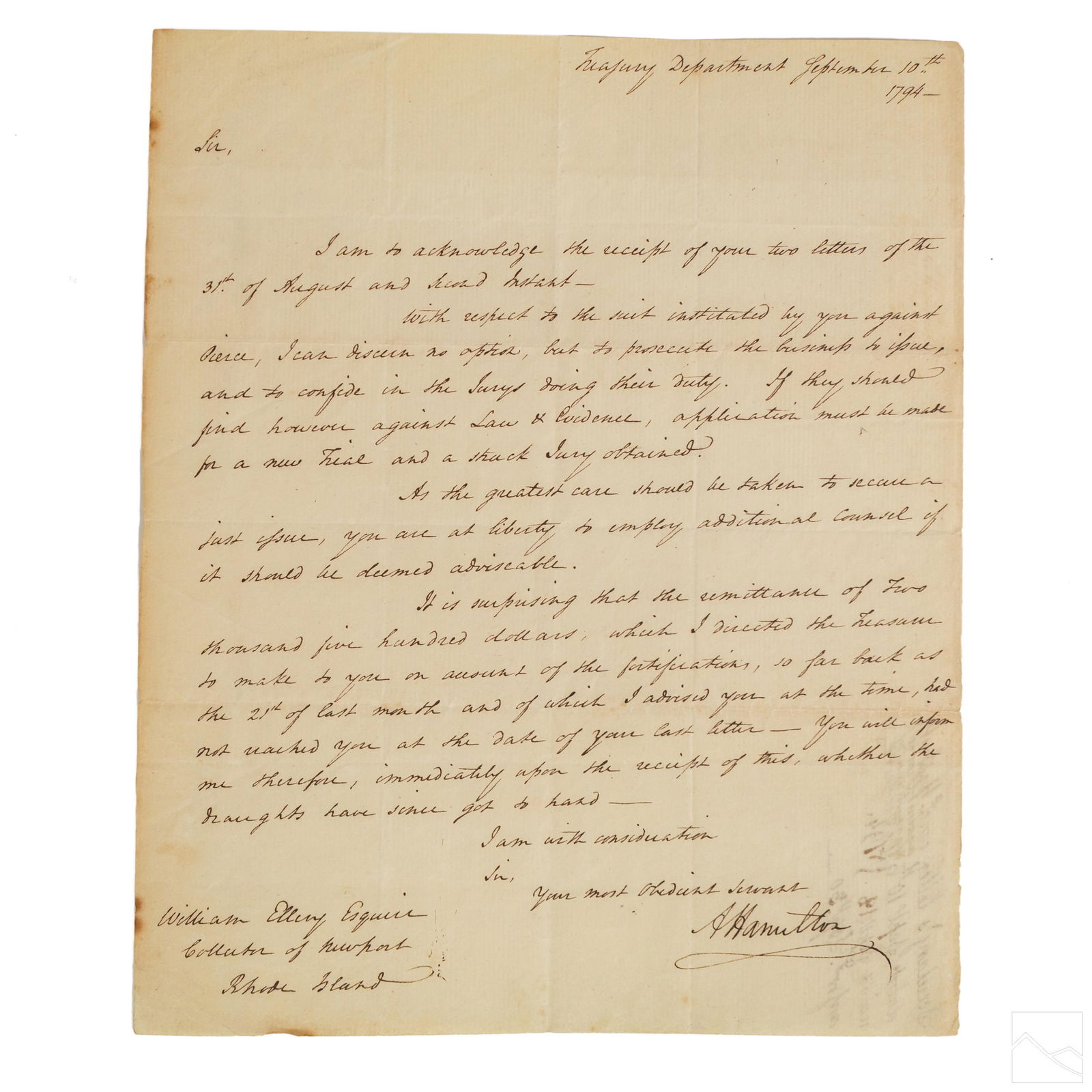 Alexander Hamilton Signed HANDWRITTEN 1794 Letter (1 of 6)