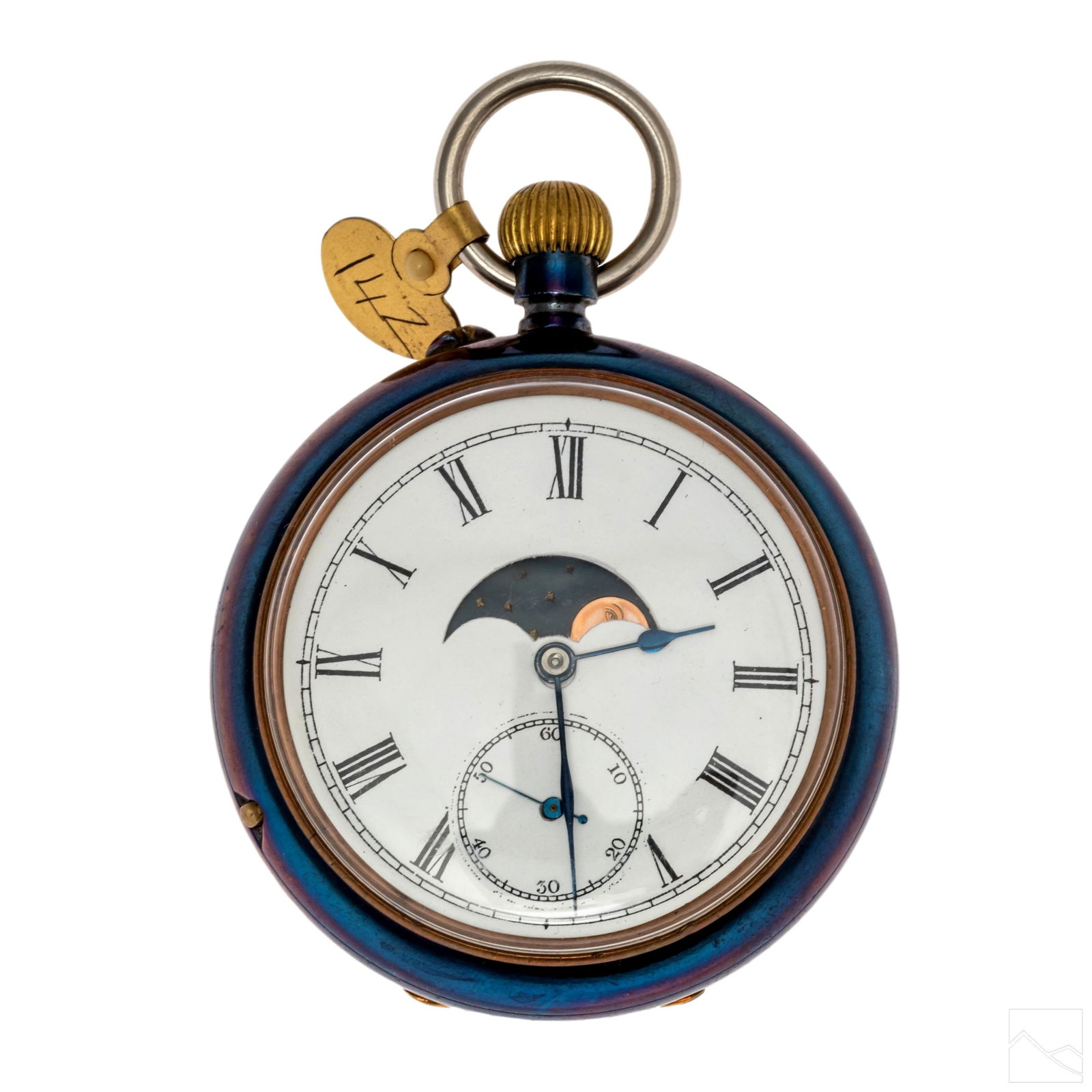 Moon Phase Antique Day Month and Date Pocket Watch (1 of 5)