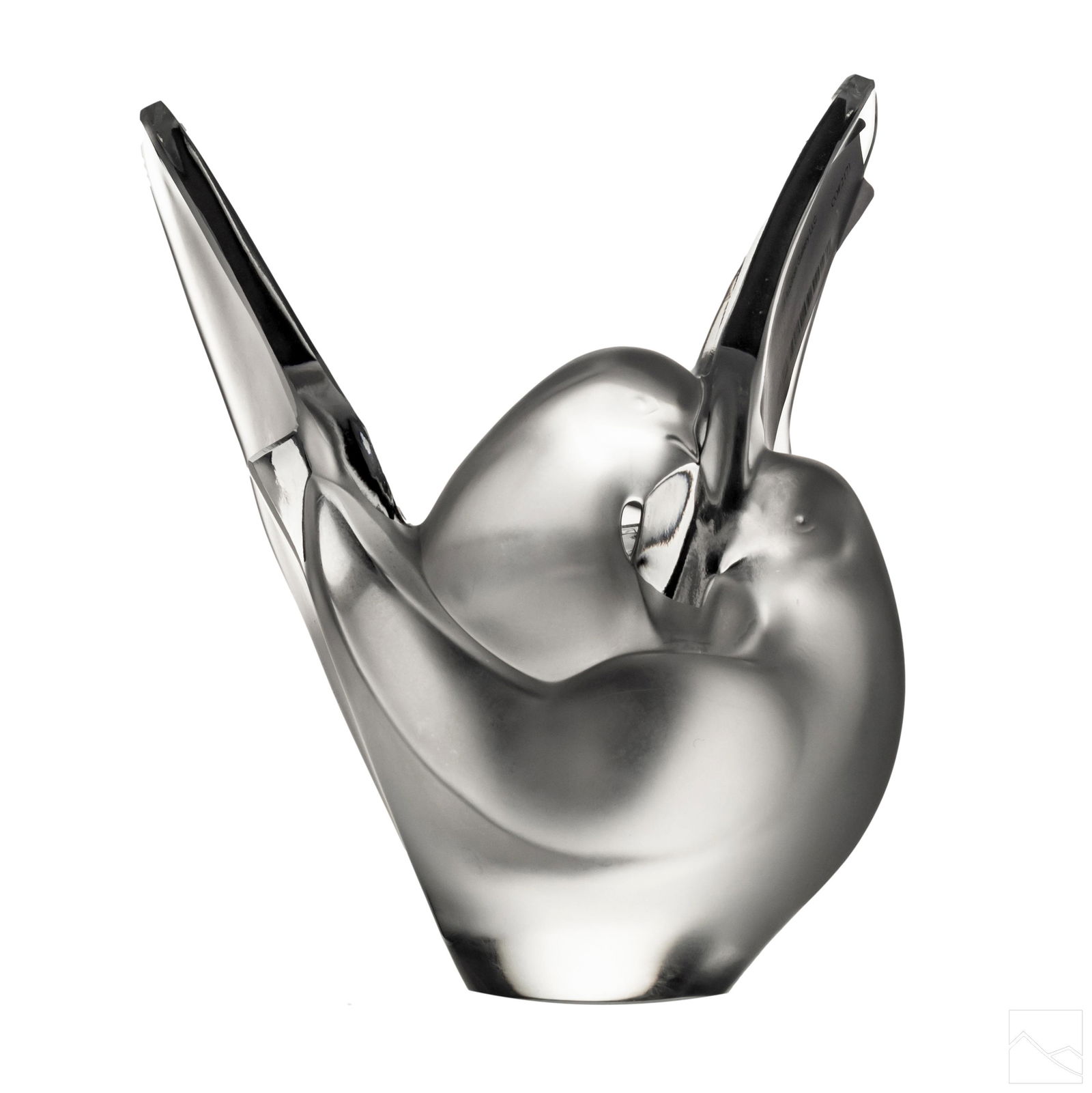 Lalique Sylvie Crystal Doves Vase with Flower Frog (1 of 5)