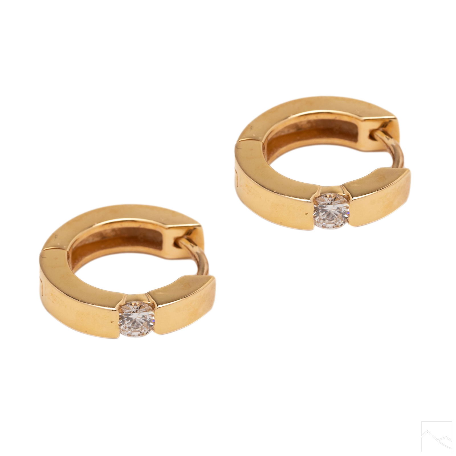 14K Gold 1/4 CTTW Diamond Huggie Hoop Earrings (1 of 7)