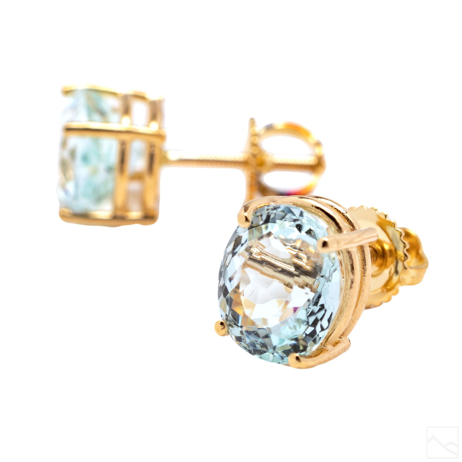 14K Gold Ladies 4 CTTW Aquamarine Stud Earrings (1 of 9)