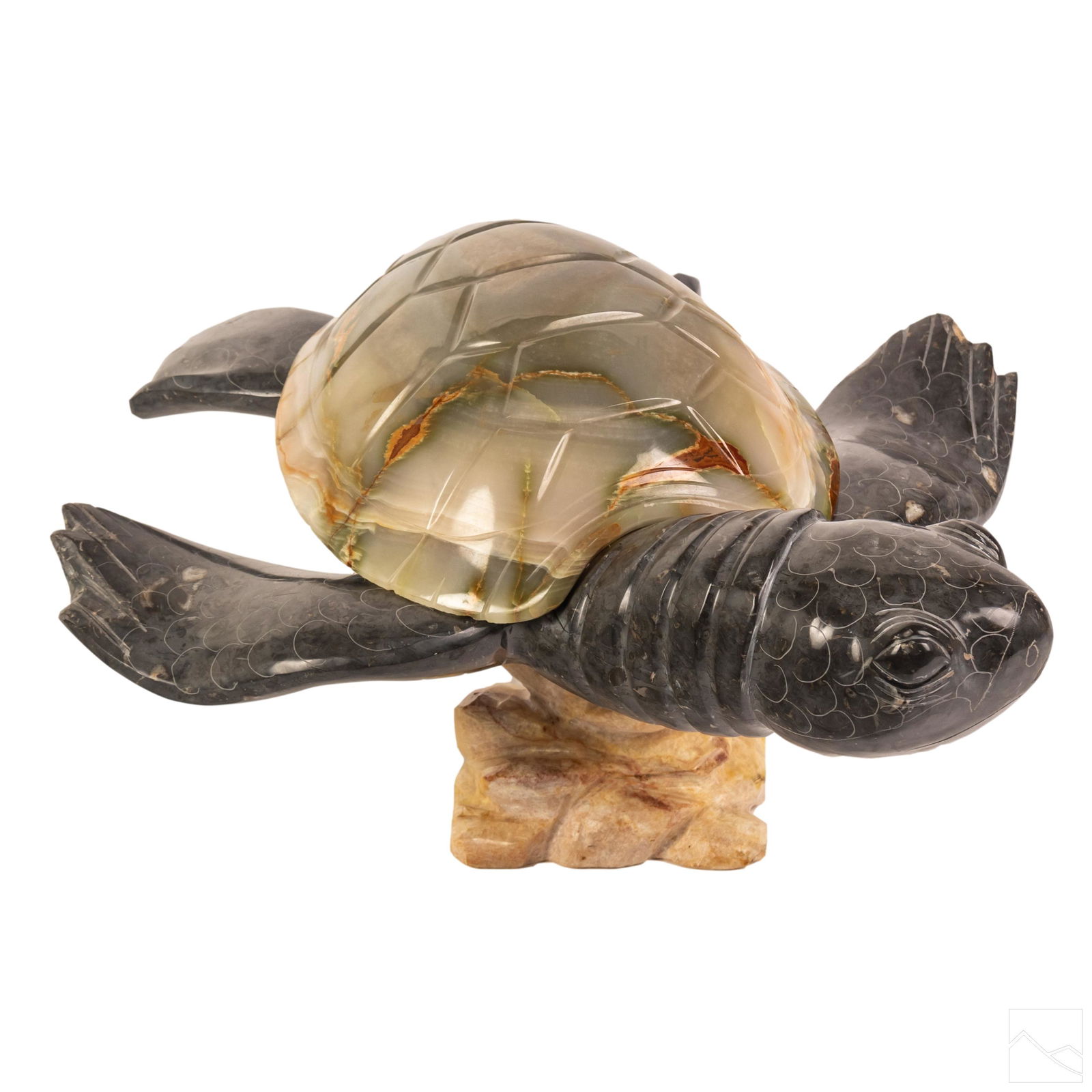Carved Marble Stone & Onyx Turtle Sculpture Figure (1 of 8)