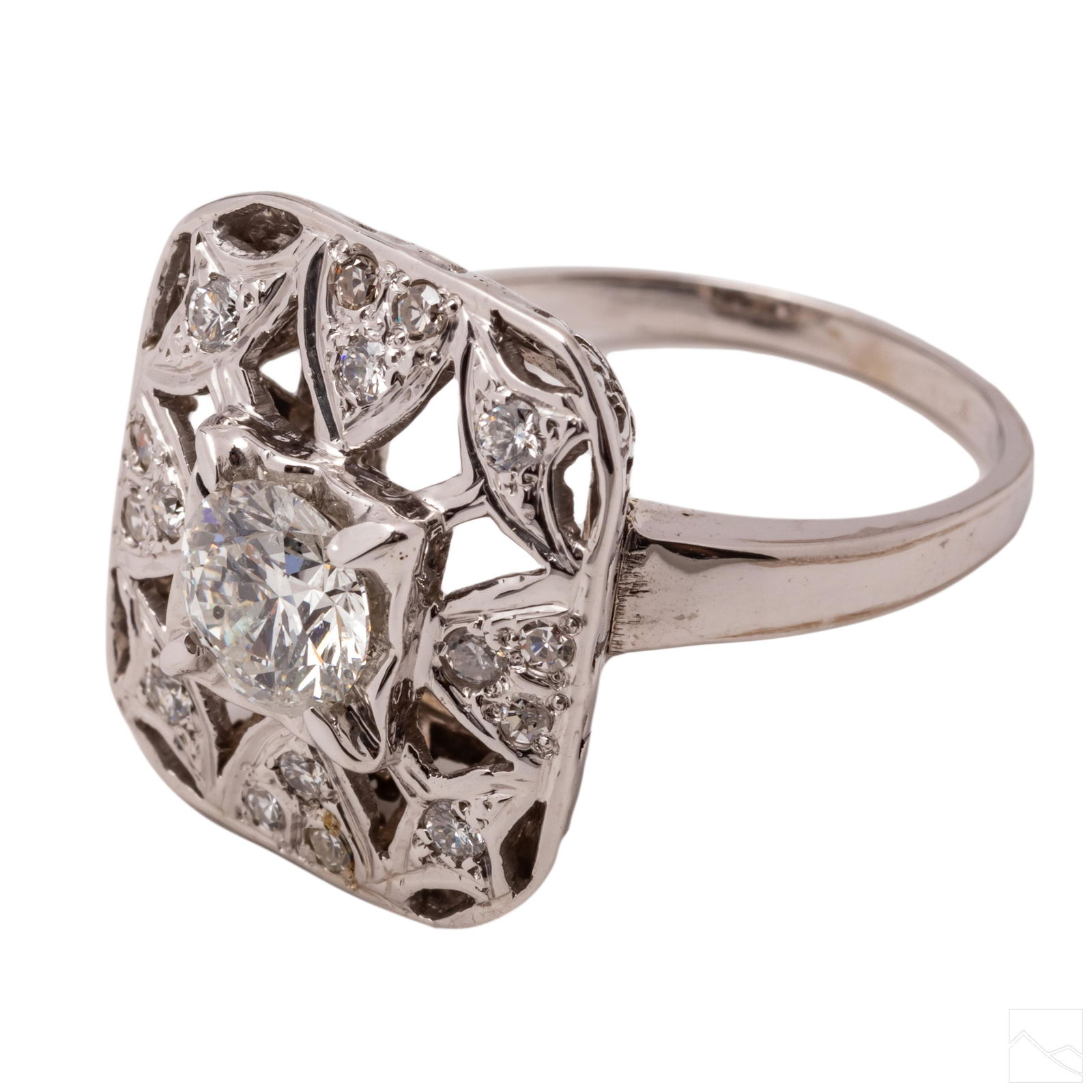 14K White Gold Retro 1.5 CTTW Natural Diamond Ring (1 of 10)