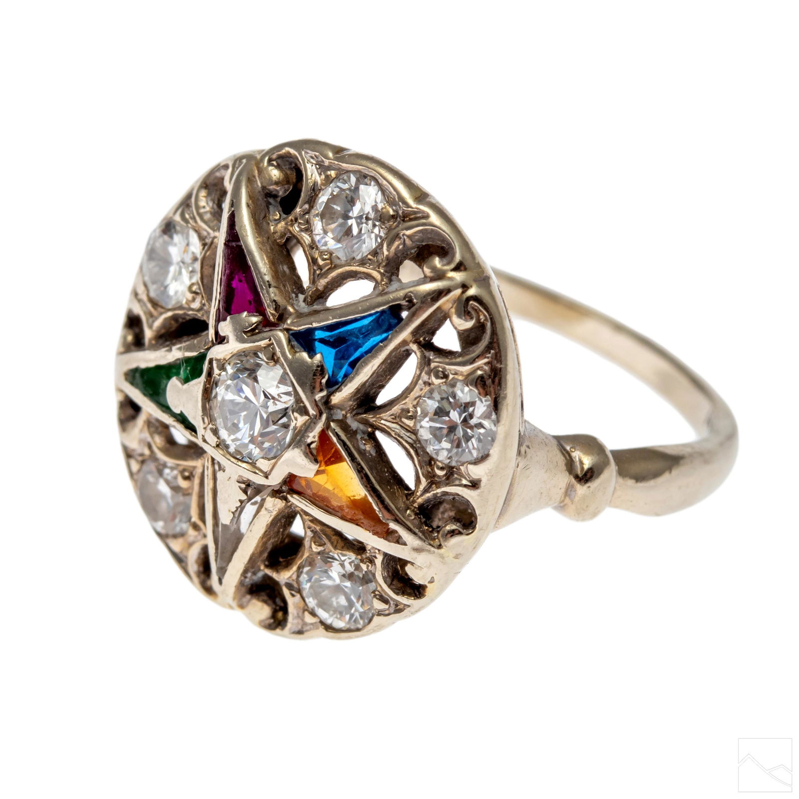 14K White Gold Vintage Diamond Eastern Star Ring (1 of 6)