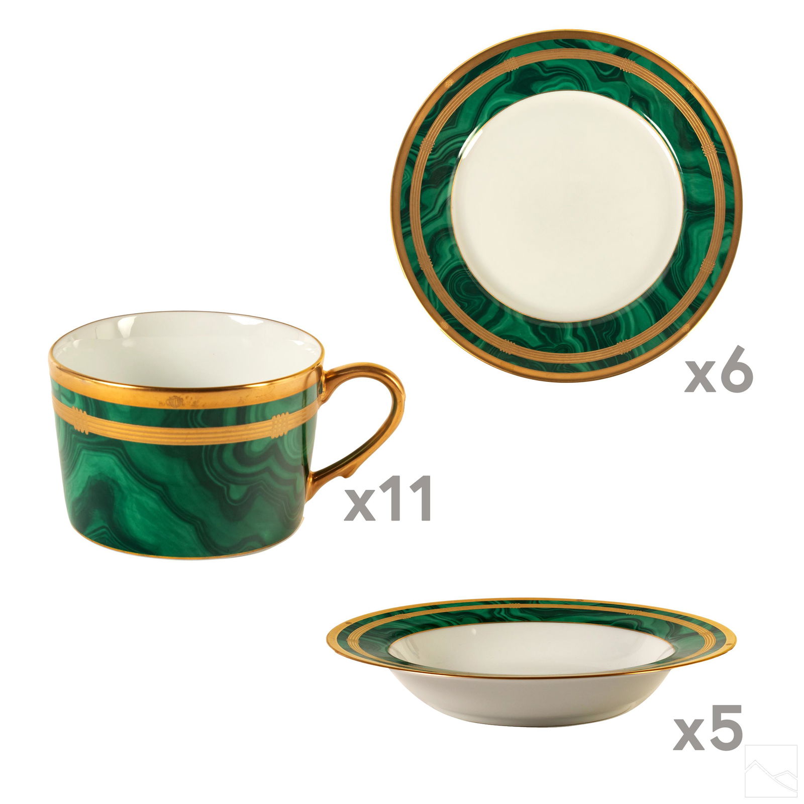 Christian Dior Gaudron Malachite 22 PC Table Svc. (1 of 10)