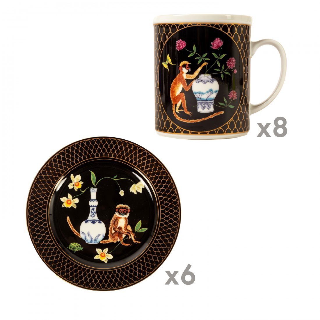 Lynn Chase Monkey Garden 14PC China Dinner Service (1 of 9)