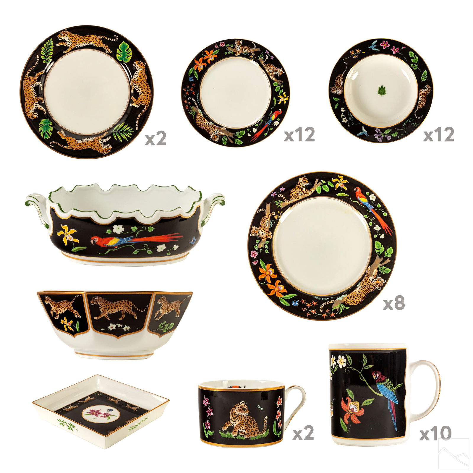 Lynn Chase Jaguar Jungle 49PC China Dinner Service (1 of 14)