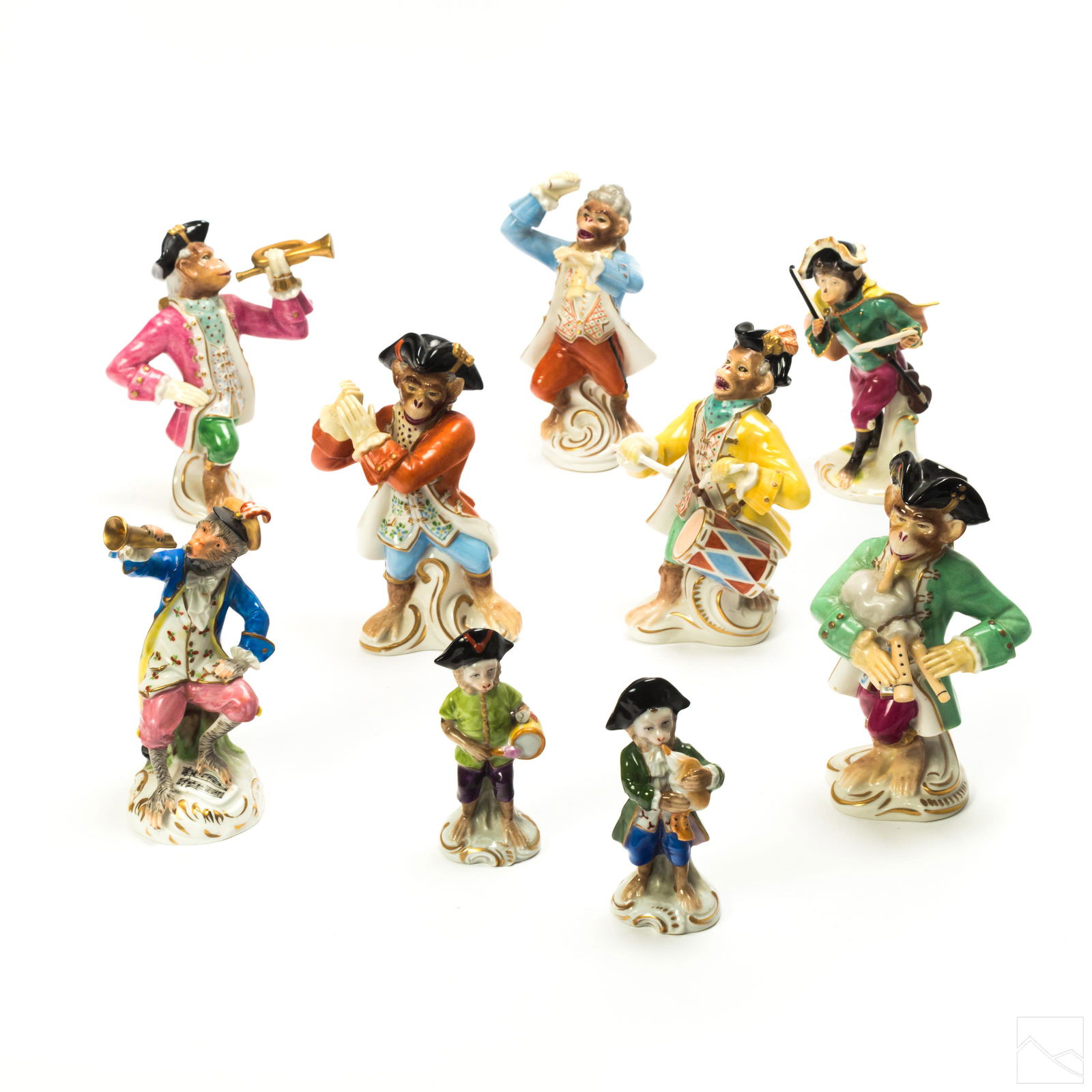 Dresden German Porcelain Monkey Band Figurines LOT (1 of 10)