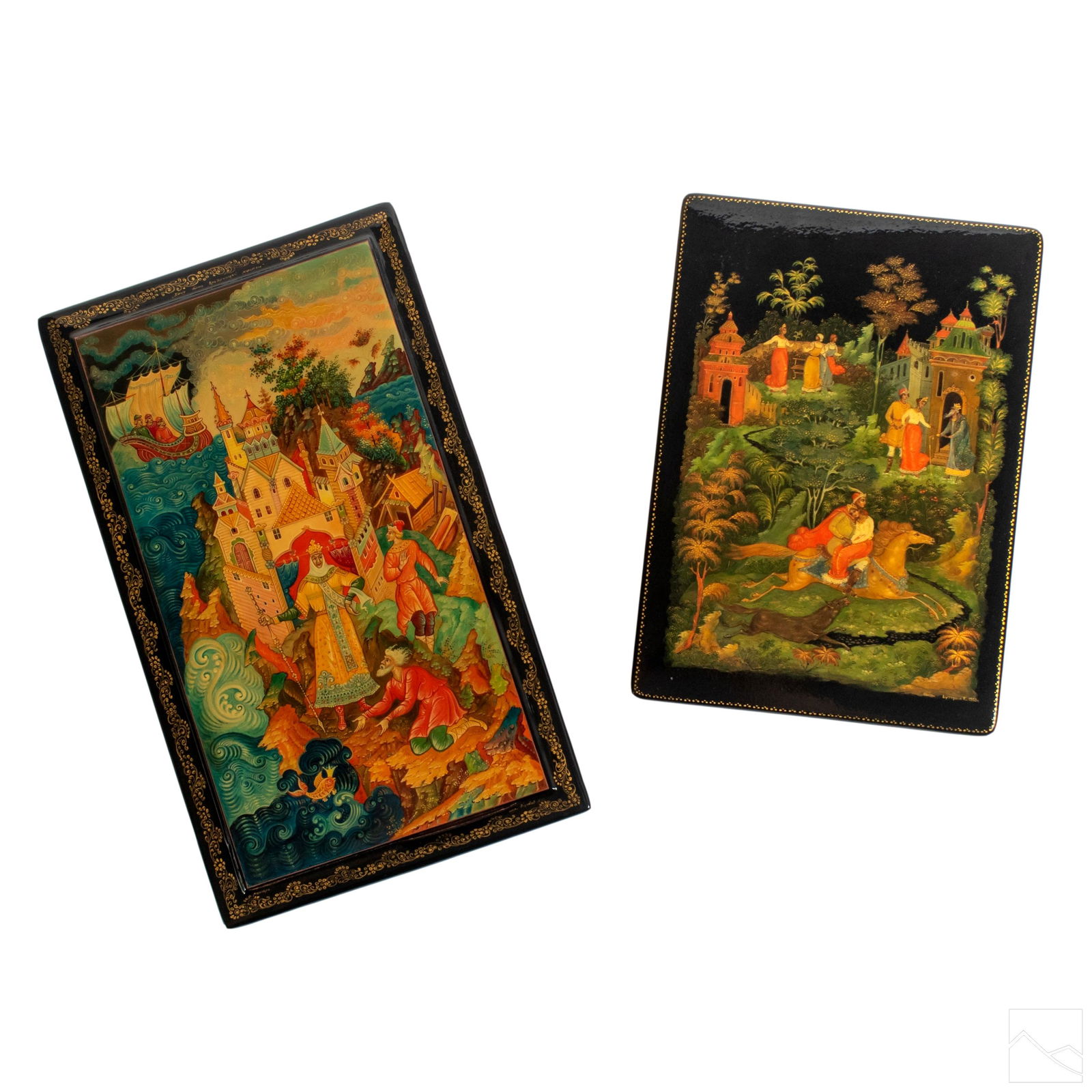 Russian Lacquer Hand Painted Trinket Boxes GROUP (1 of 9)