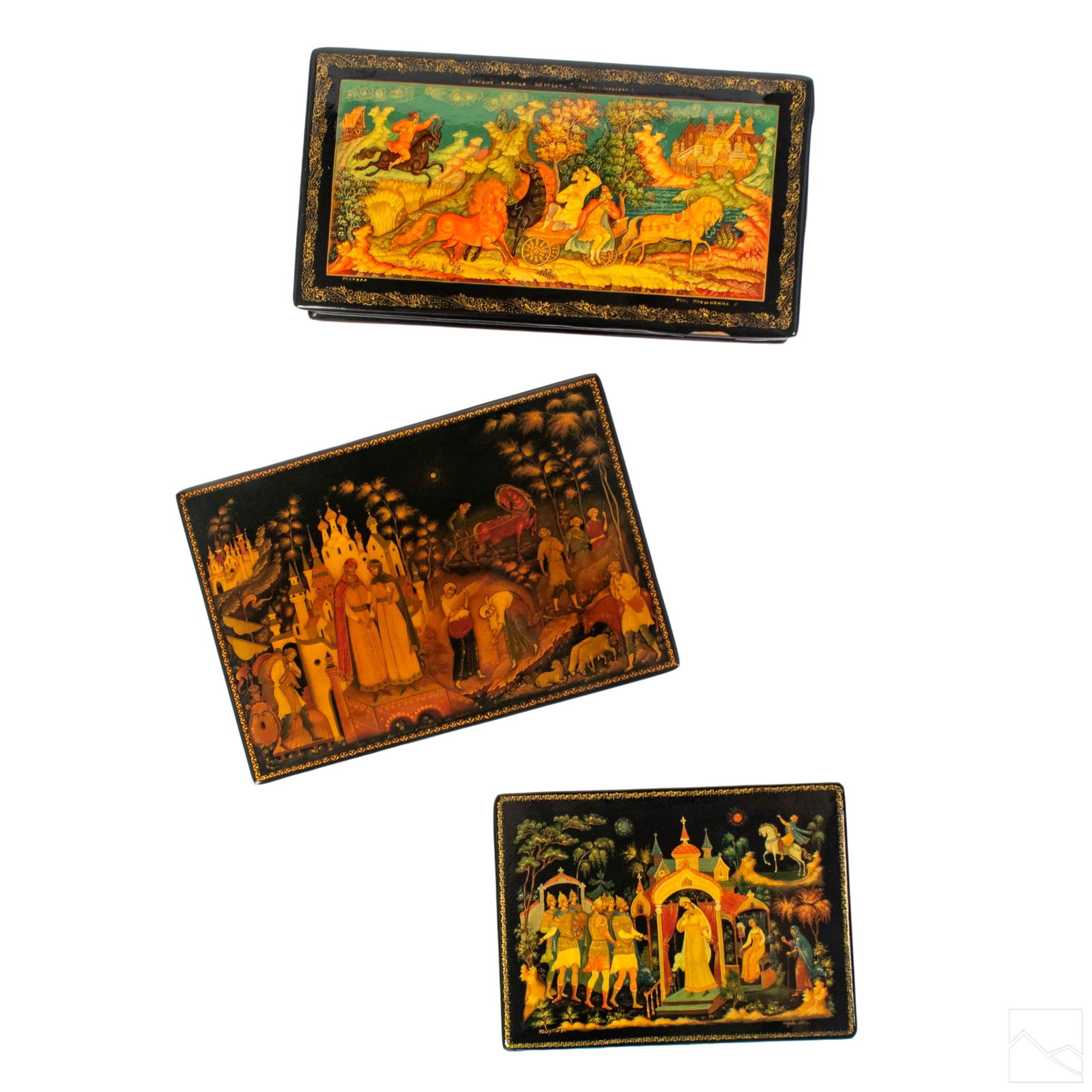 Russian Lacquer Hand Painted Trinket Boxes GROUP (1 of 10)