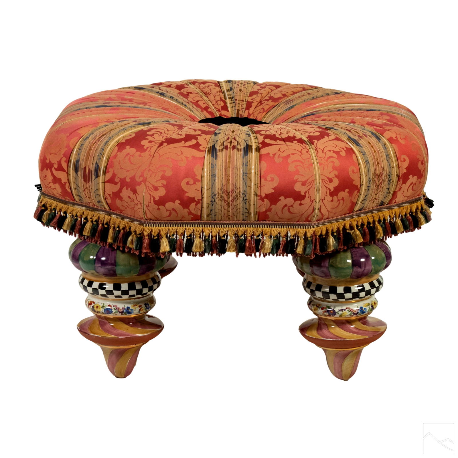 Mackenzie Childs Upholstered Art Pottery Ottoman (1 of 5)